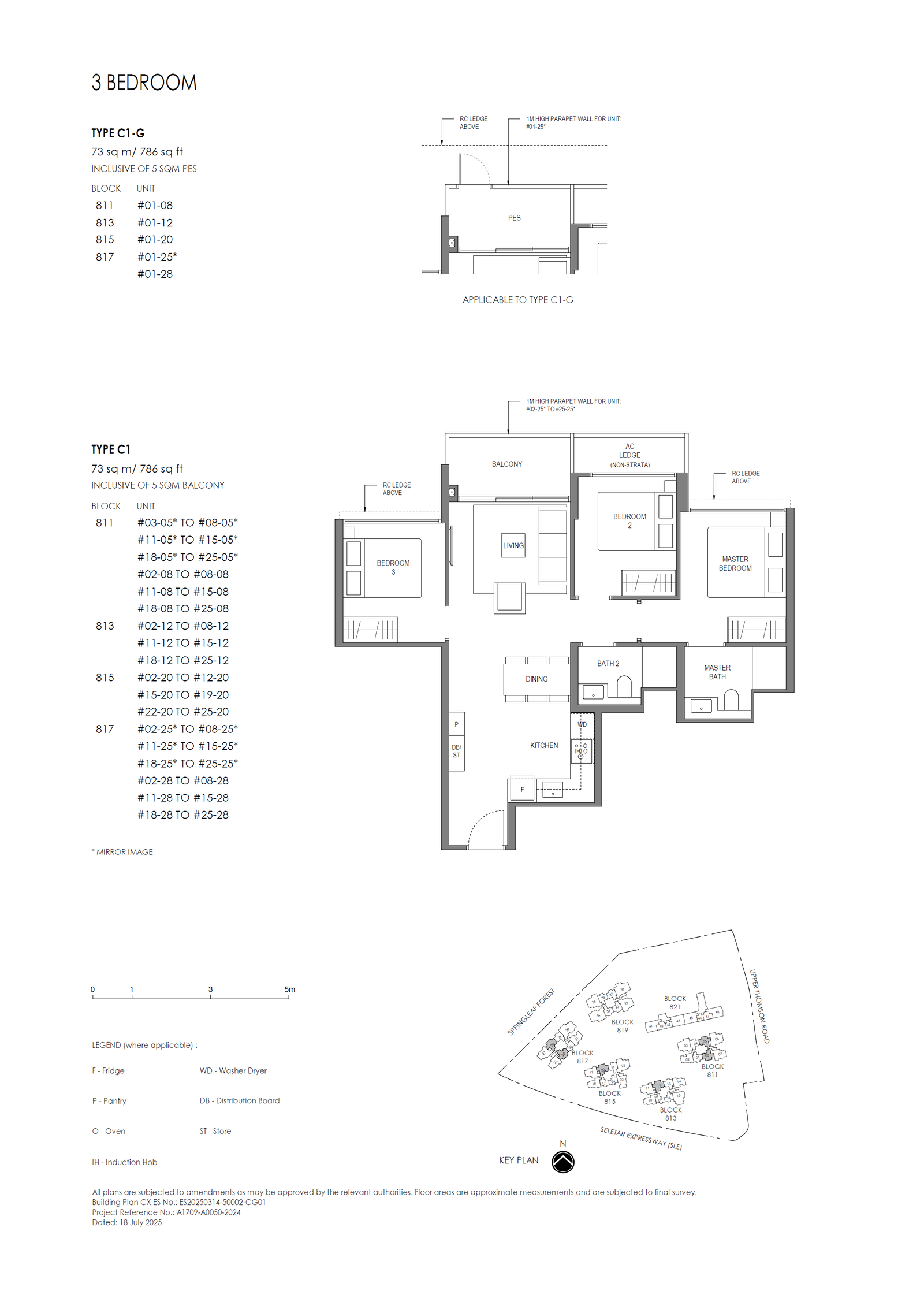 Springleaf Residence 3 Bedroom (Basic) C1-G floor plan