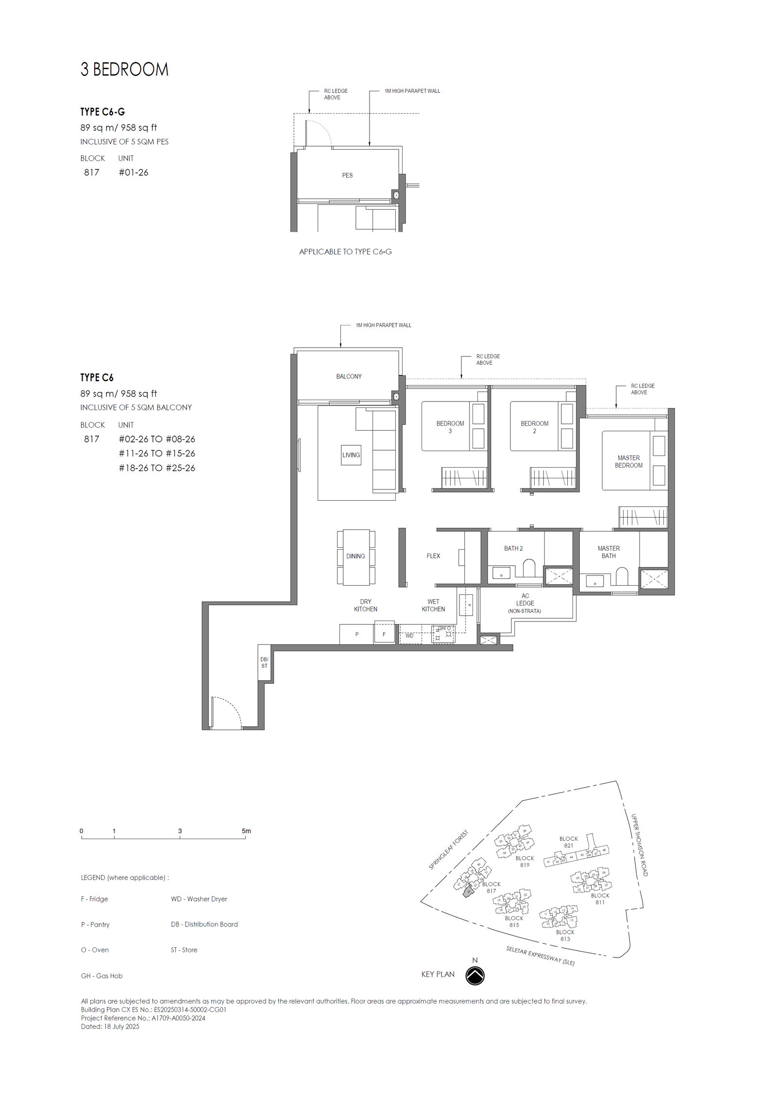 Springleaf Residence 3 Bedroom (Standard) C6-G floor plan