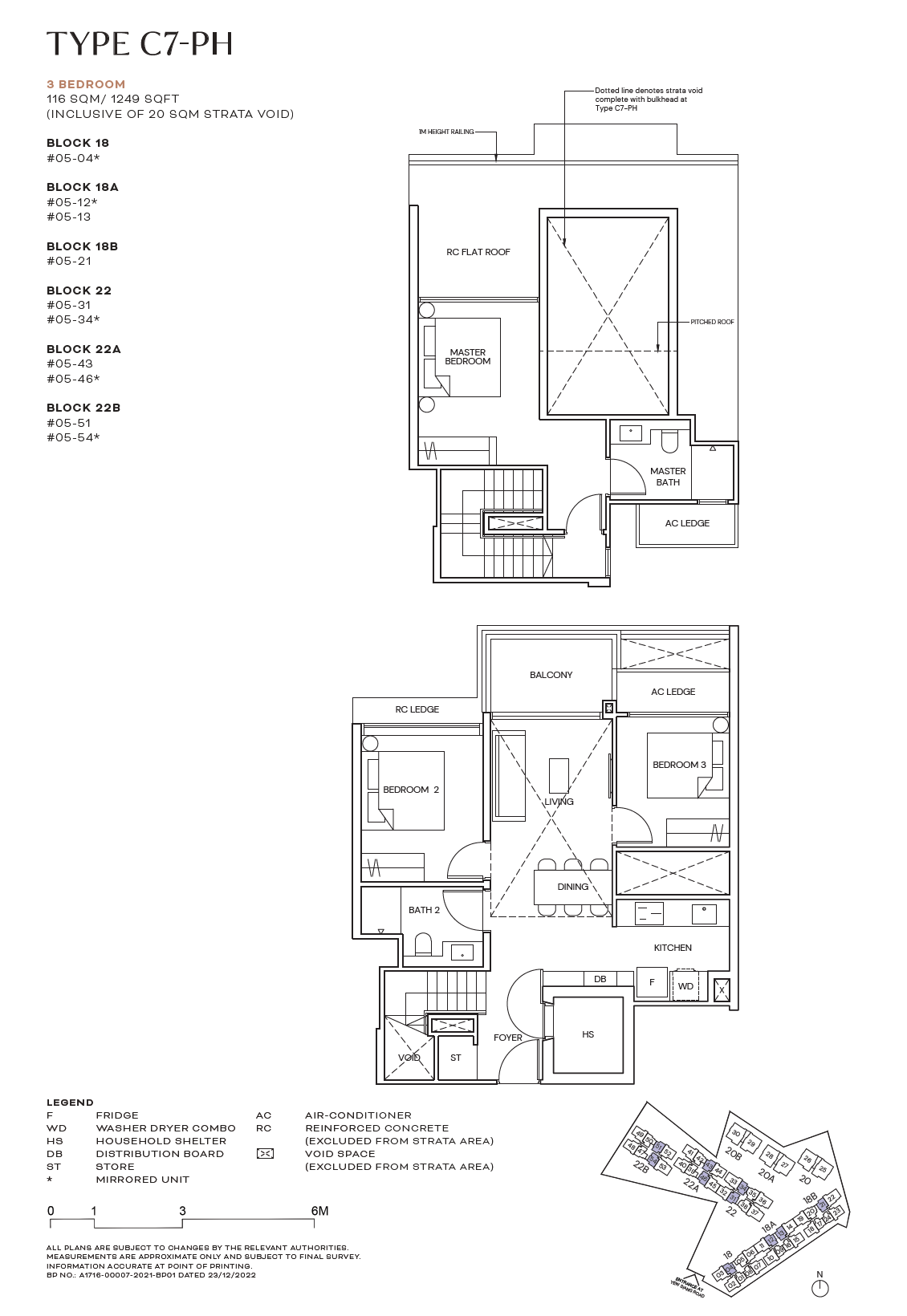 Terra Hill floor plan C7-PH — 3 Bedroom