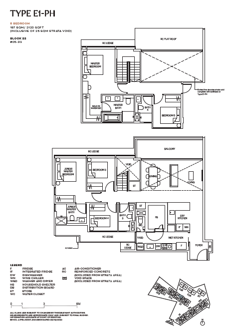 Terra Hill floor plan E1-PH — 5 Bedroom