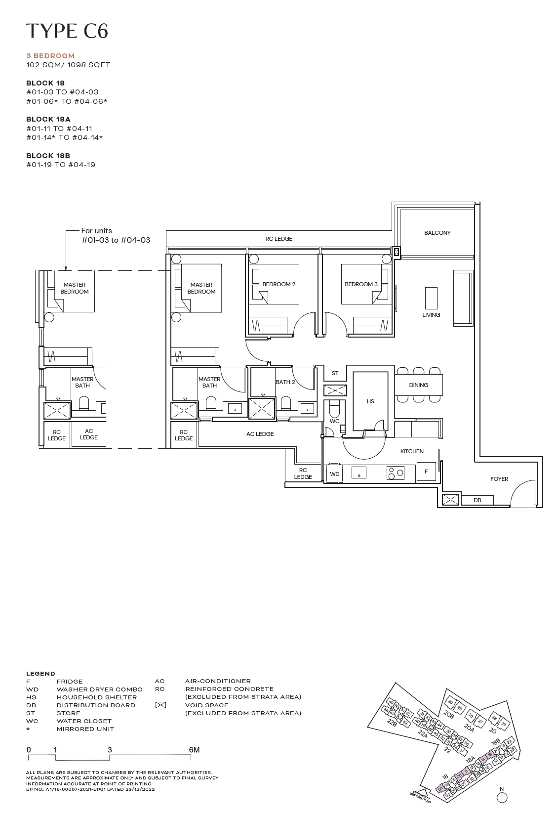 Terra Hill floor plan C6 — 3 Bedroom