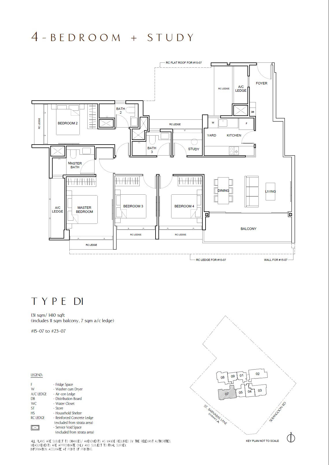 The Arcady at Boon Keng 4 Bedroom + Study D1 floor plan