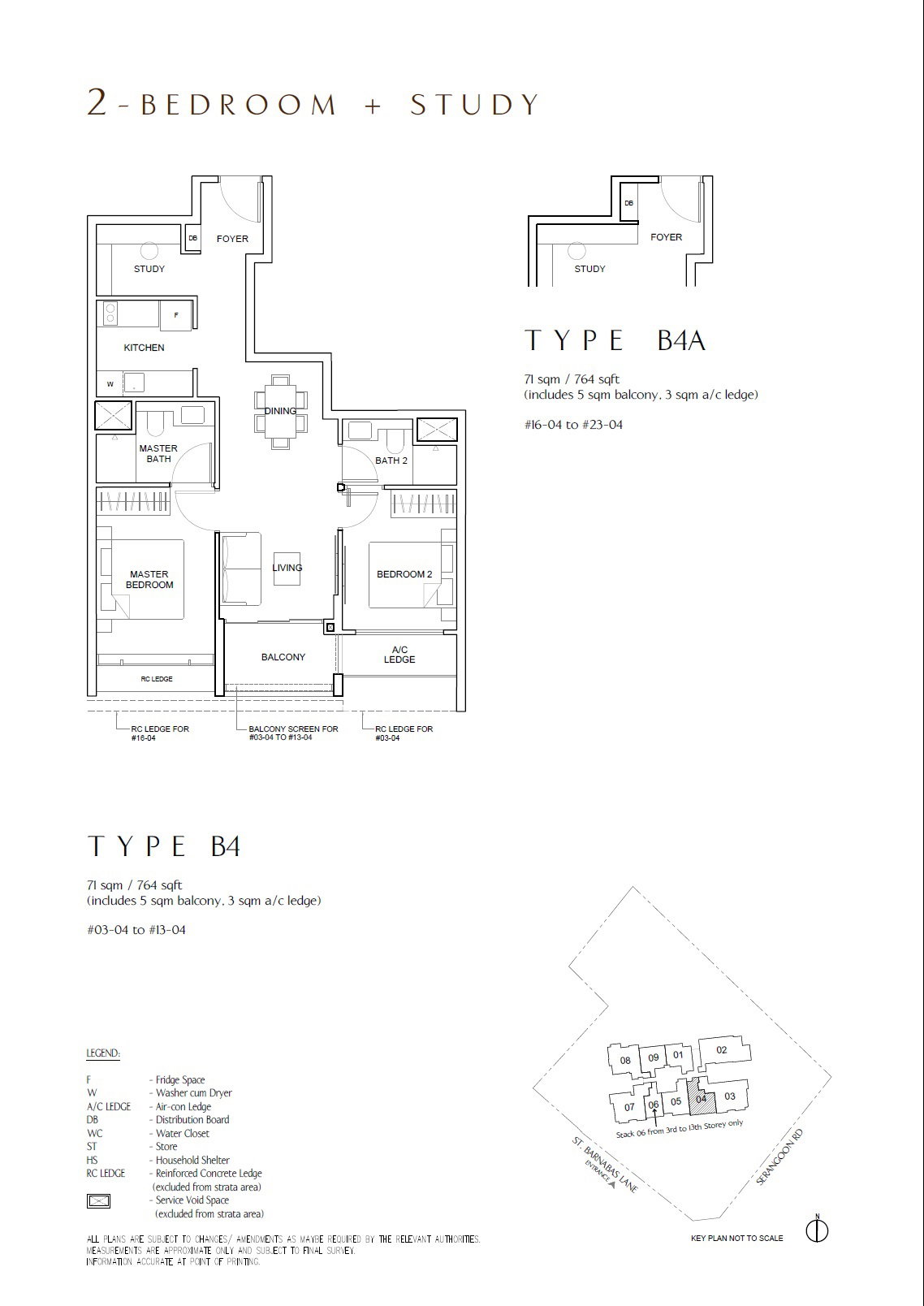 The Arcady at Boon Keng floor plan B4A — 2 Bedroom + Study