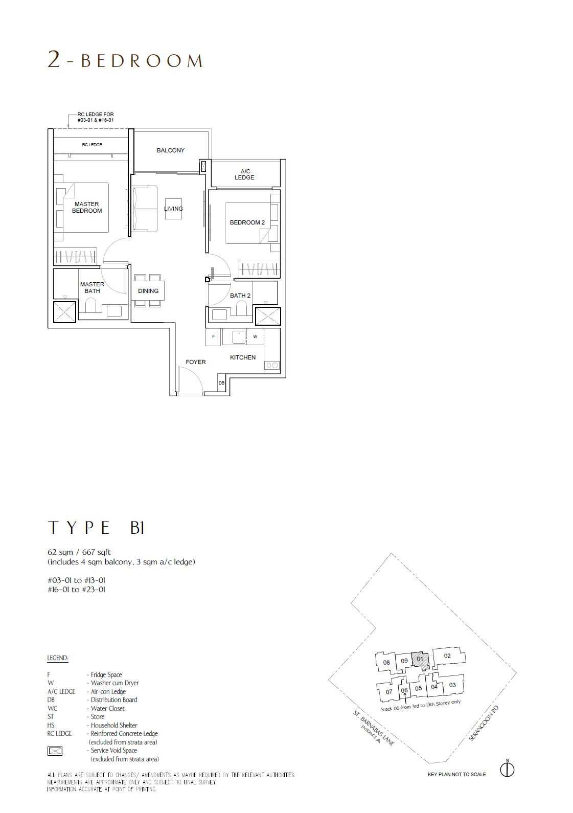 The Arcady at Boon Keng floor plan B1 — 2 Bedroom