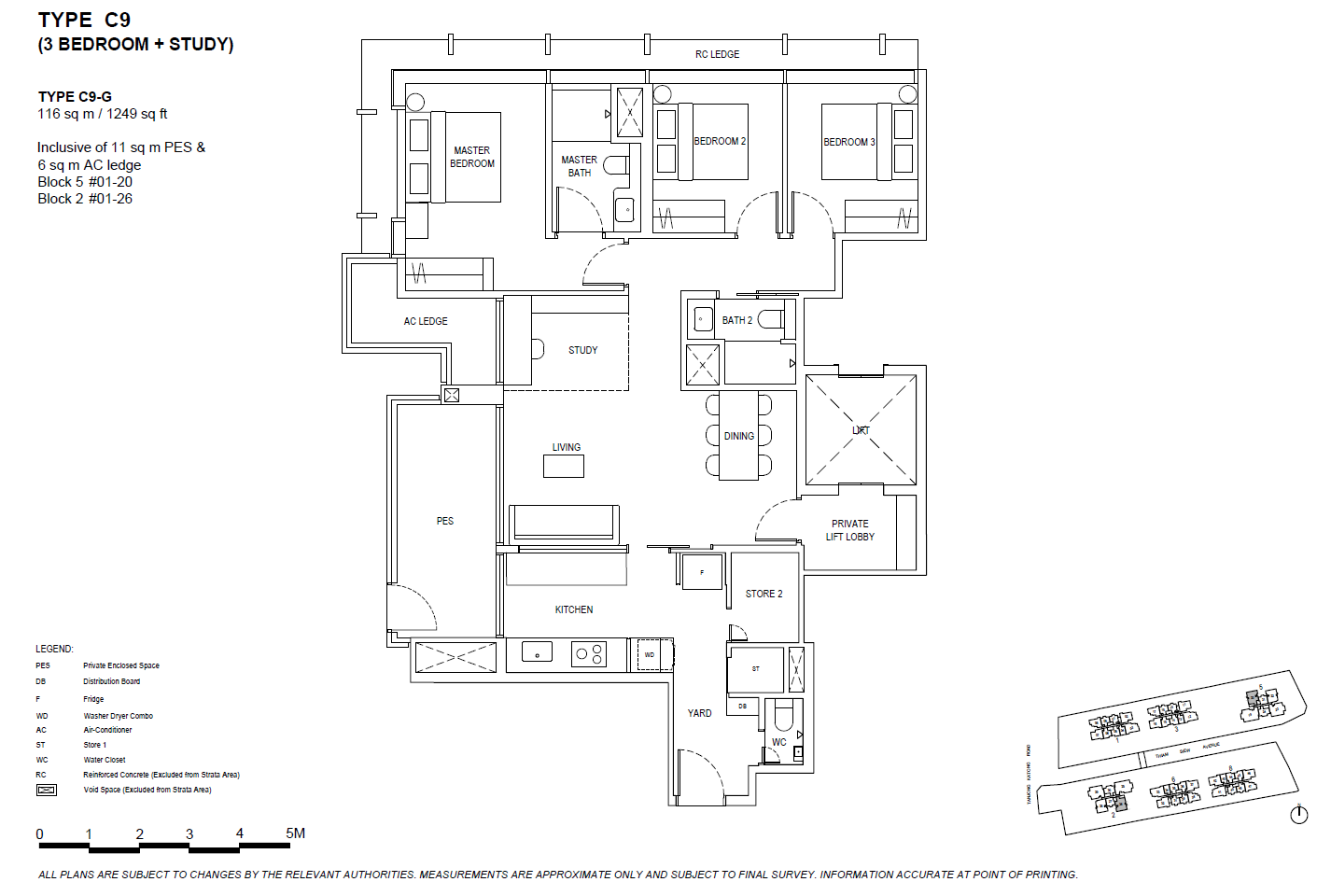 The Continuum 3 BEDROOM+STUDY C9-G floor plan
