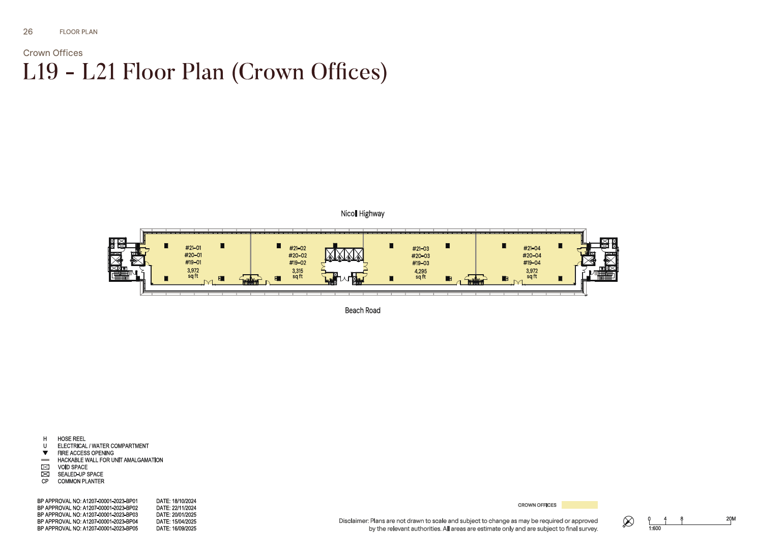 The Golden Mile Crown Offices 20th Storey Plan floor plan