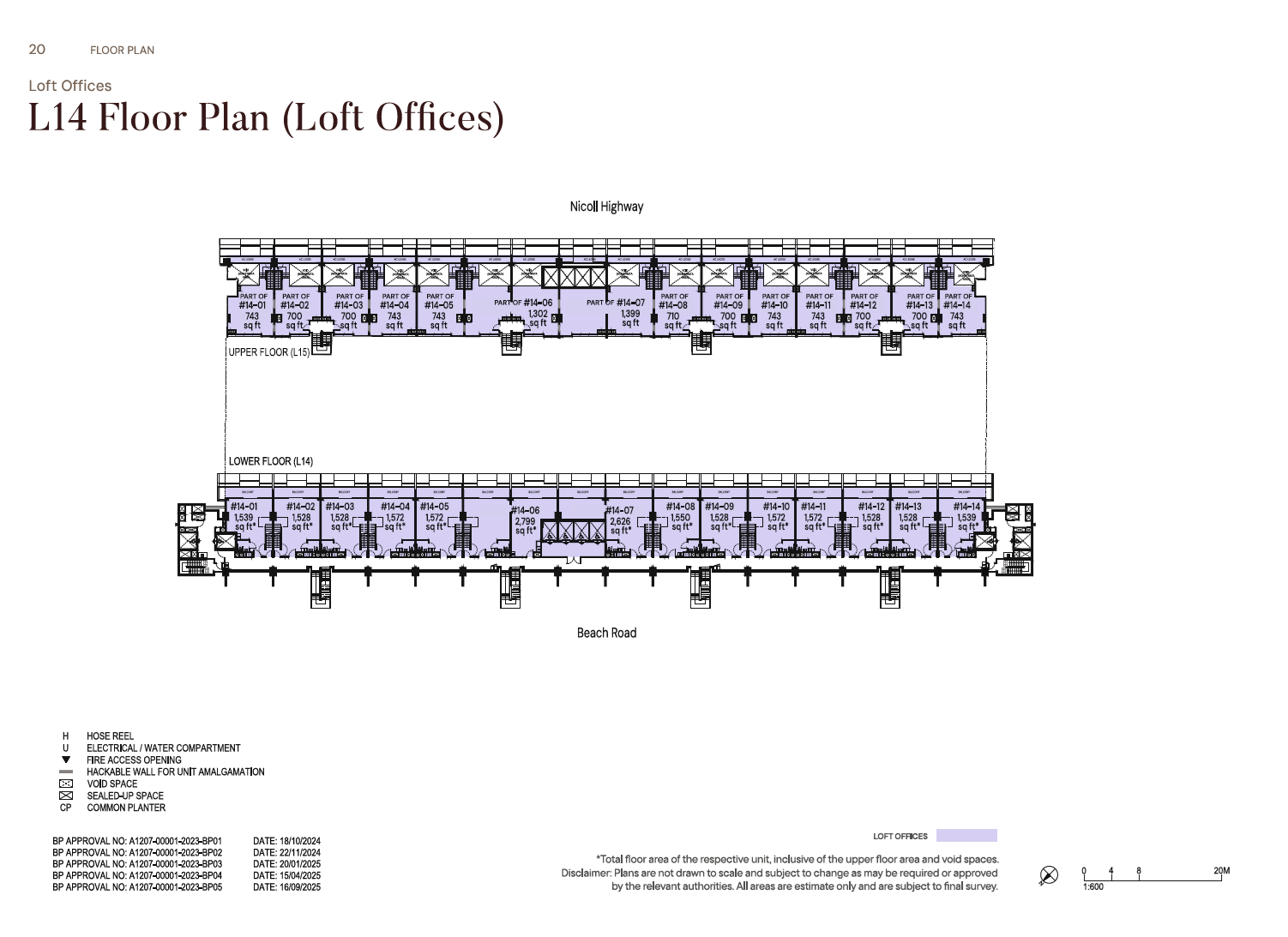 The Golden Mile Loft Offices 14th Storey Plan floor plan