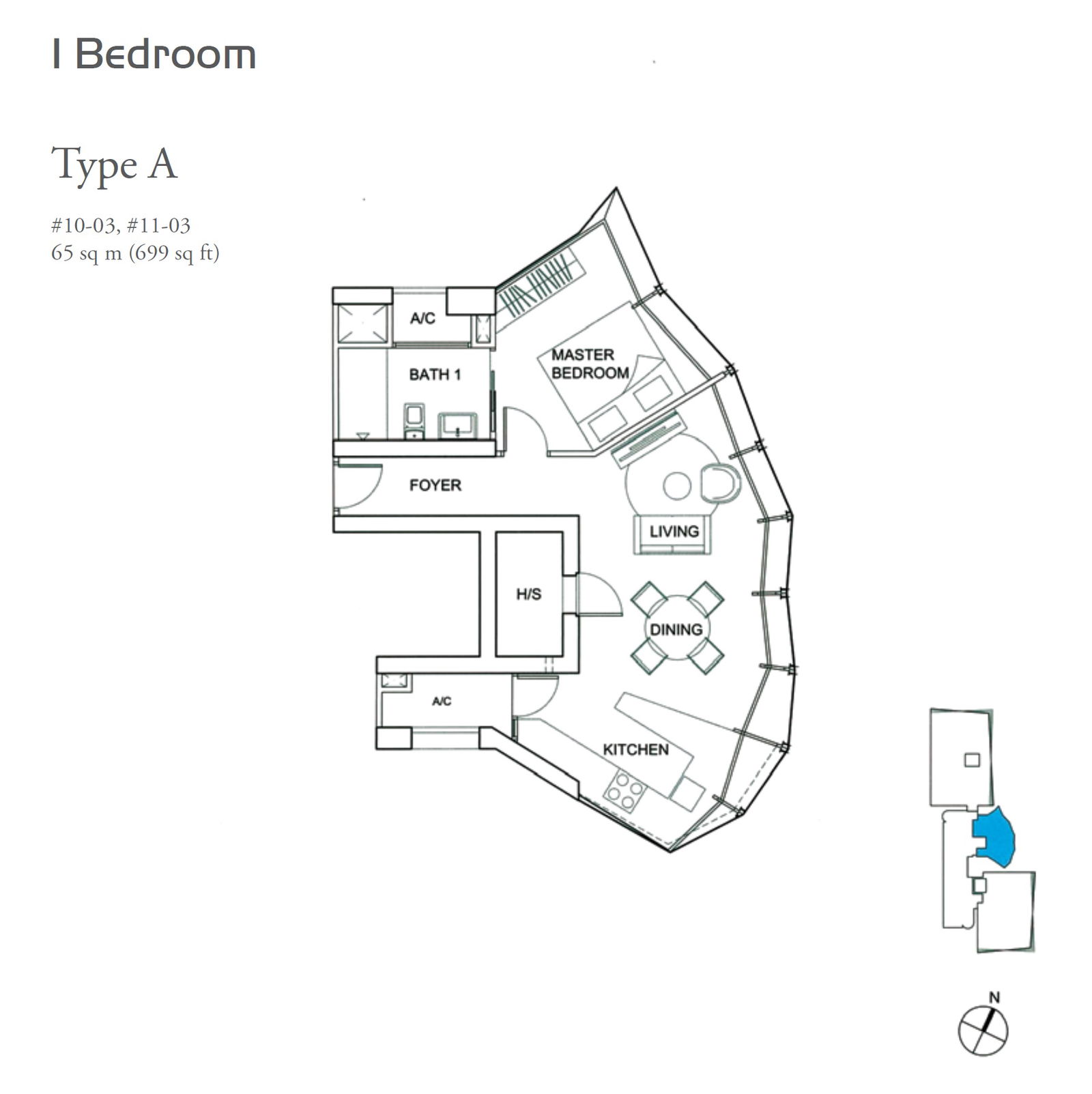 The Lumos floor plan A — 1 BR