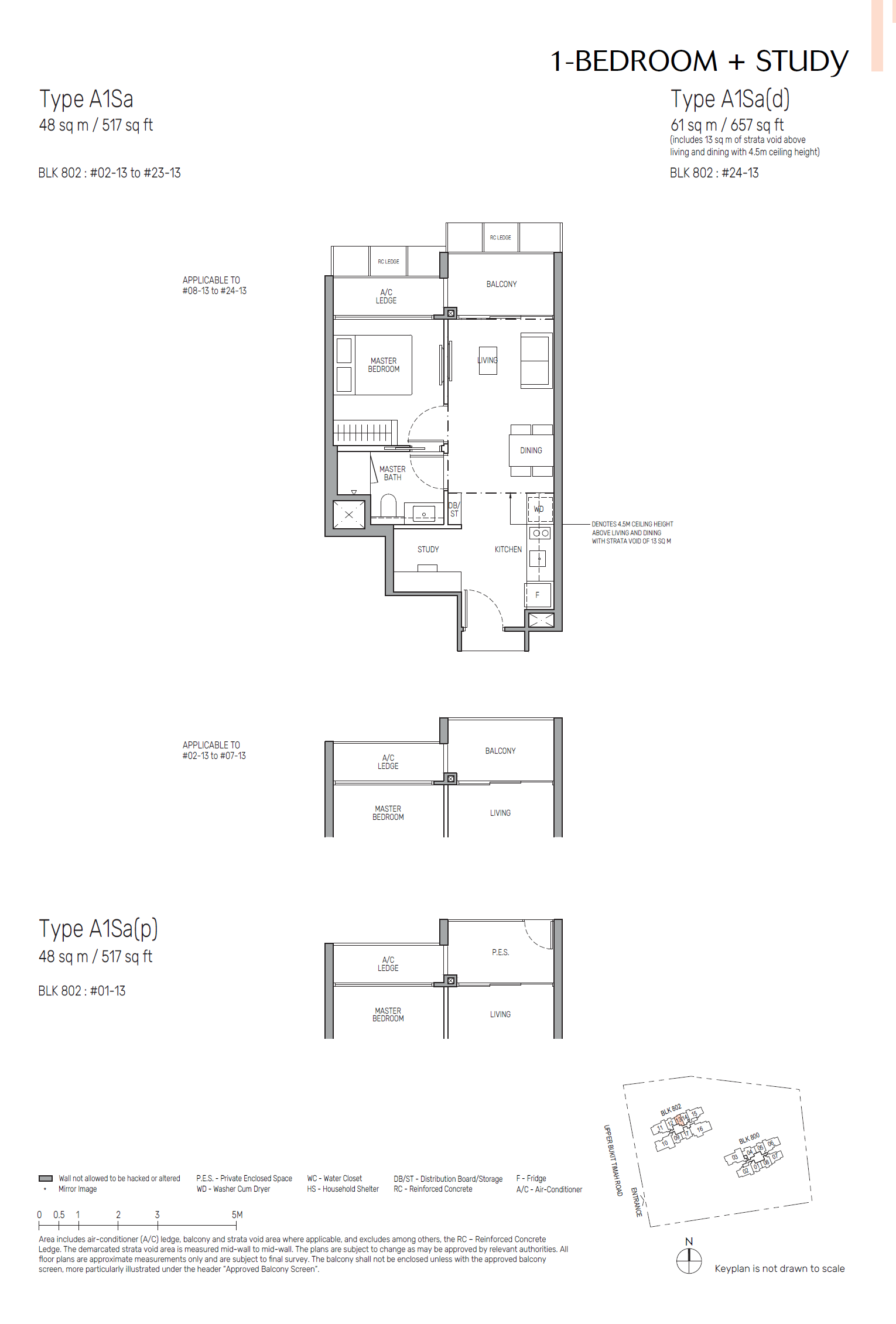 The Myst floor plan A1Sa(p) — 1 Bedroom + Study