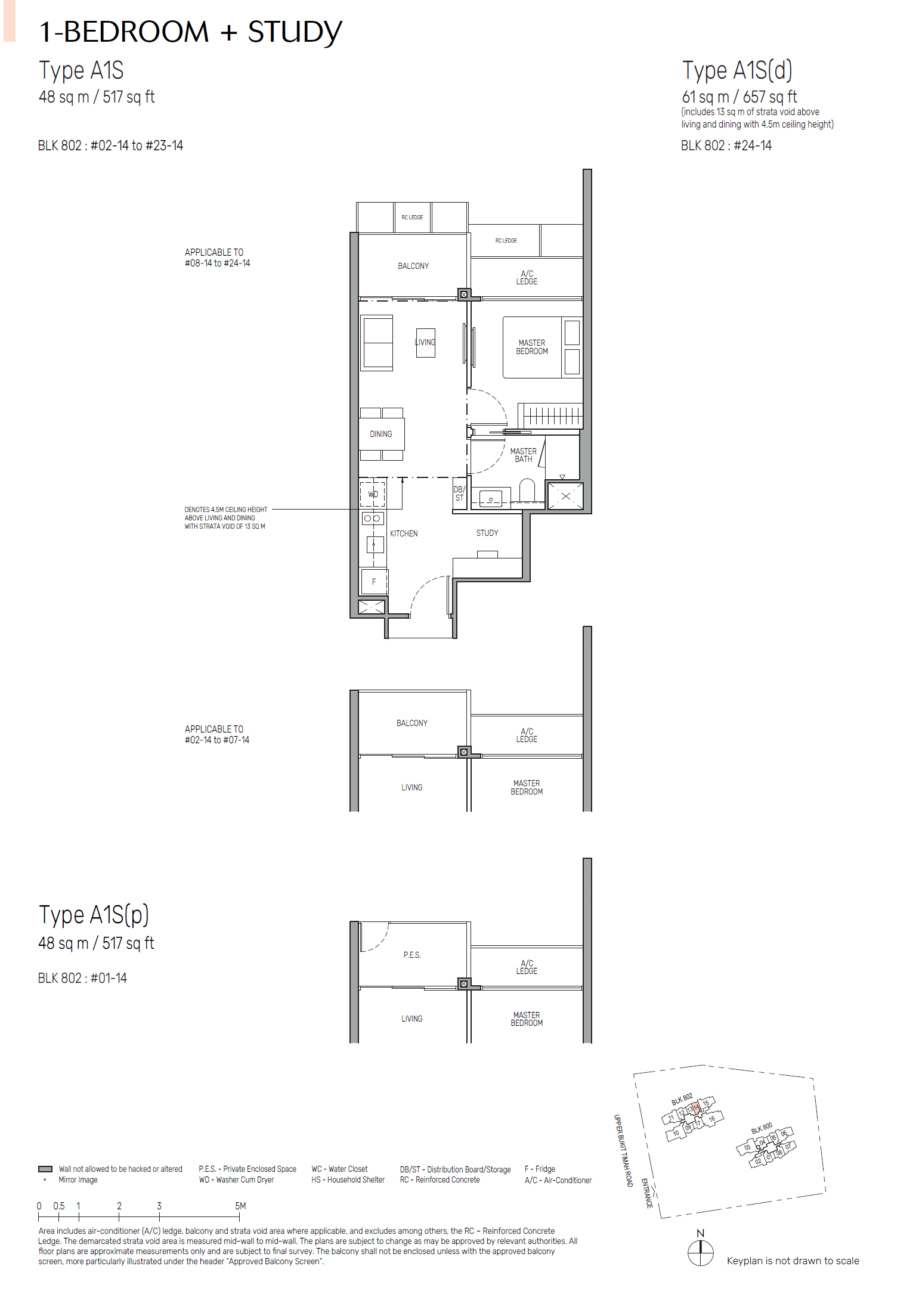 The Myst floor plan A1S(p) — 1 Bedroom + Study
