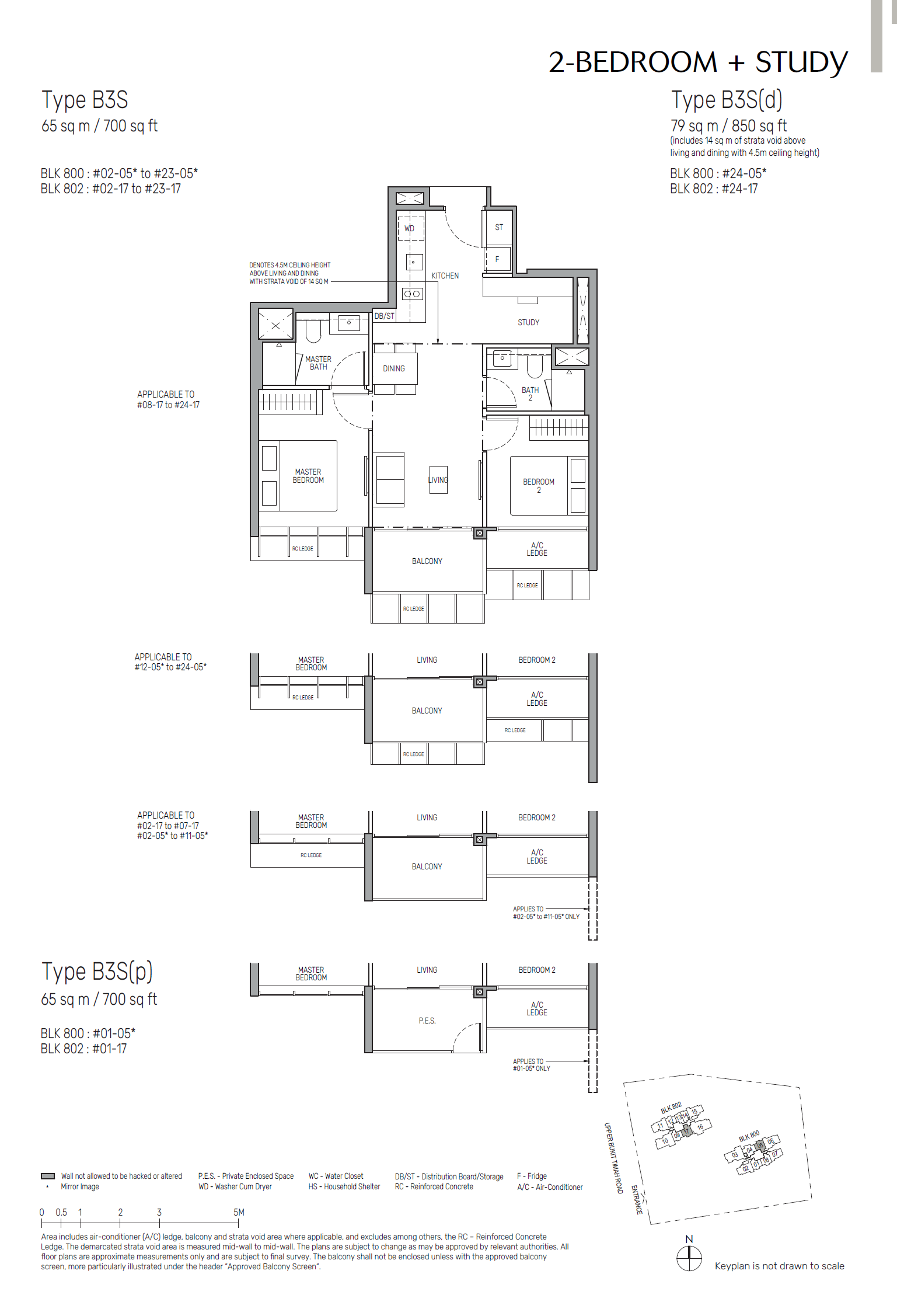 The Myst floor plan B3S — 2 Bedroom + Study