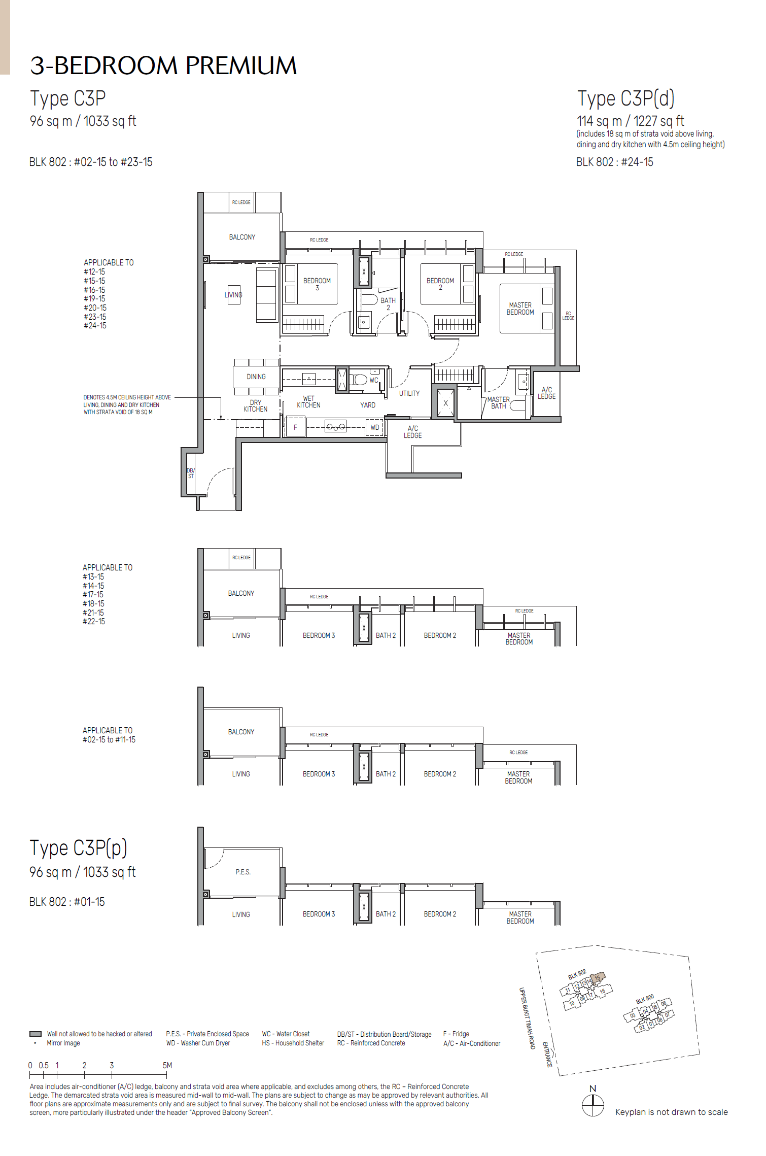 The Myst floor plan C3P(d) — 3 Bedroom Premium