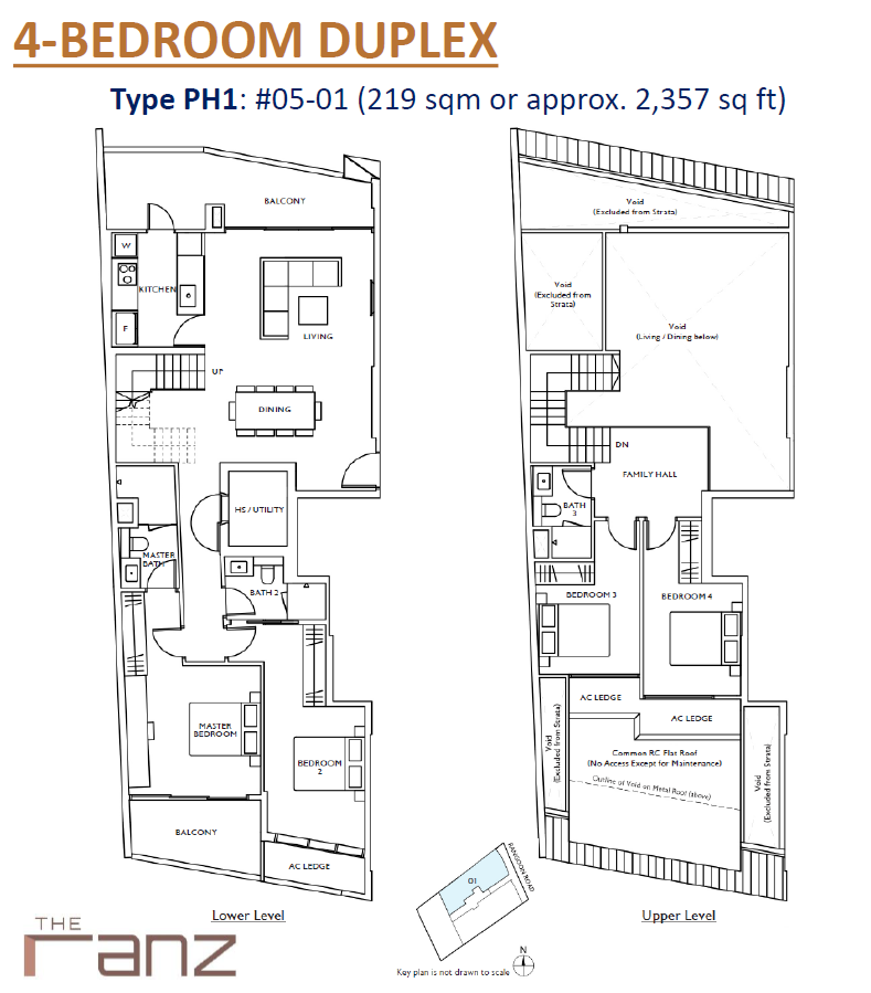 The Ranz floor plan PH1 — 4 Bedroom Duplex