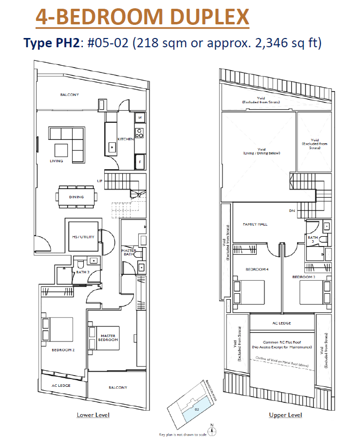 The Ranz floor plan PH2 — 4 Bedroom Duplex