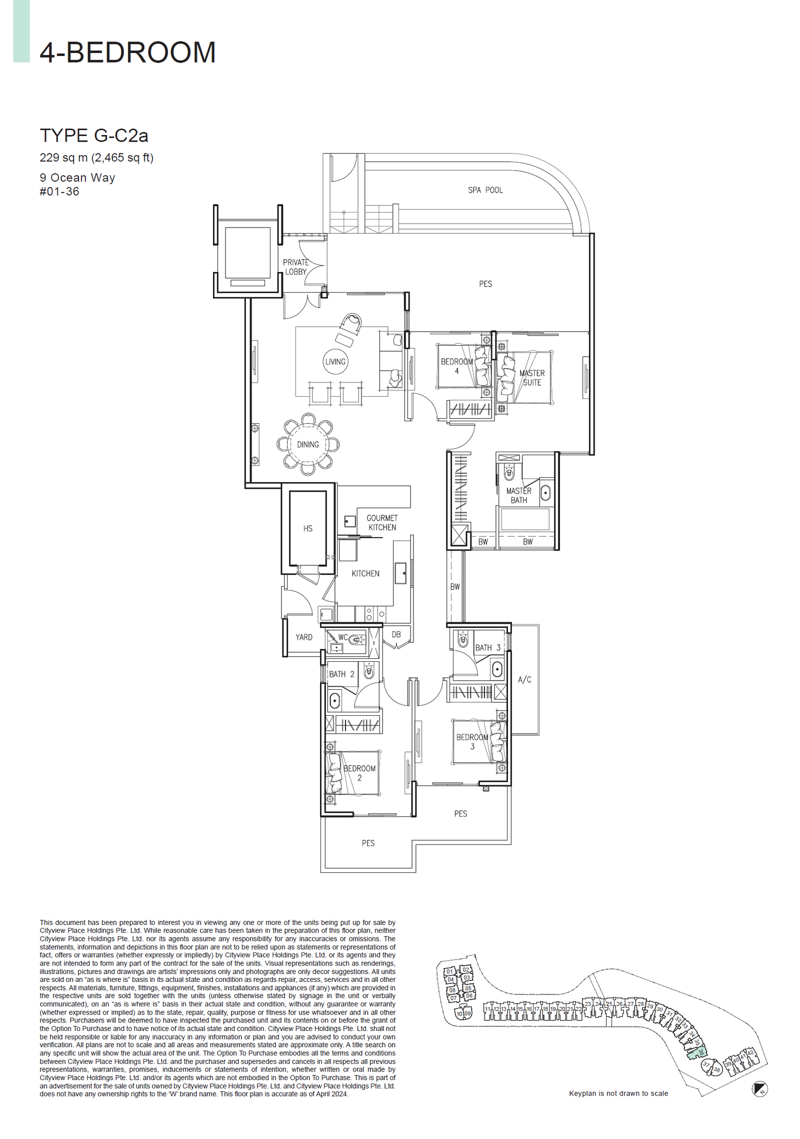 The Residences At W Singapore Sentosa Cove 4 Bedroom G-C2a floor plan