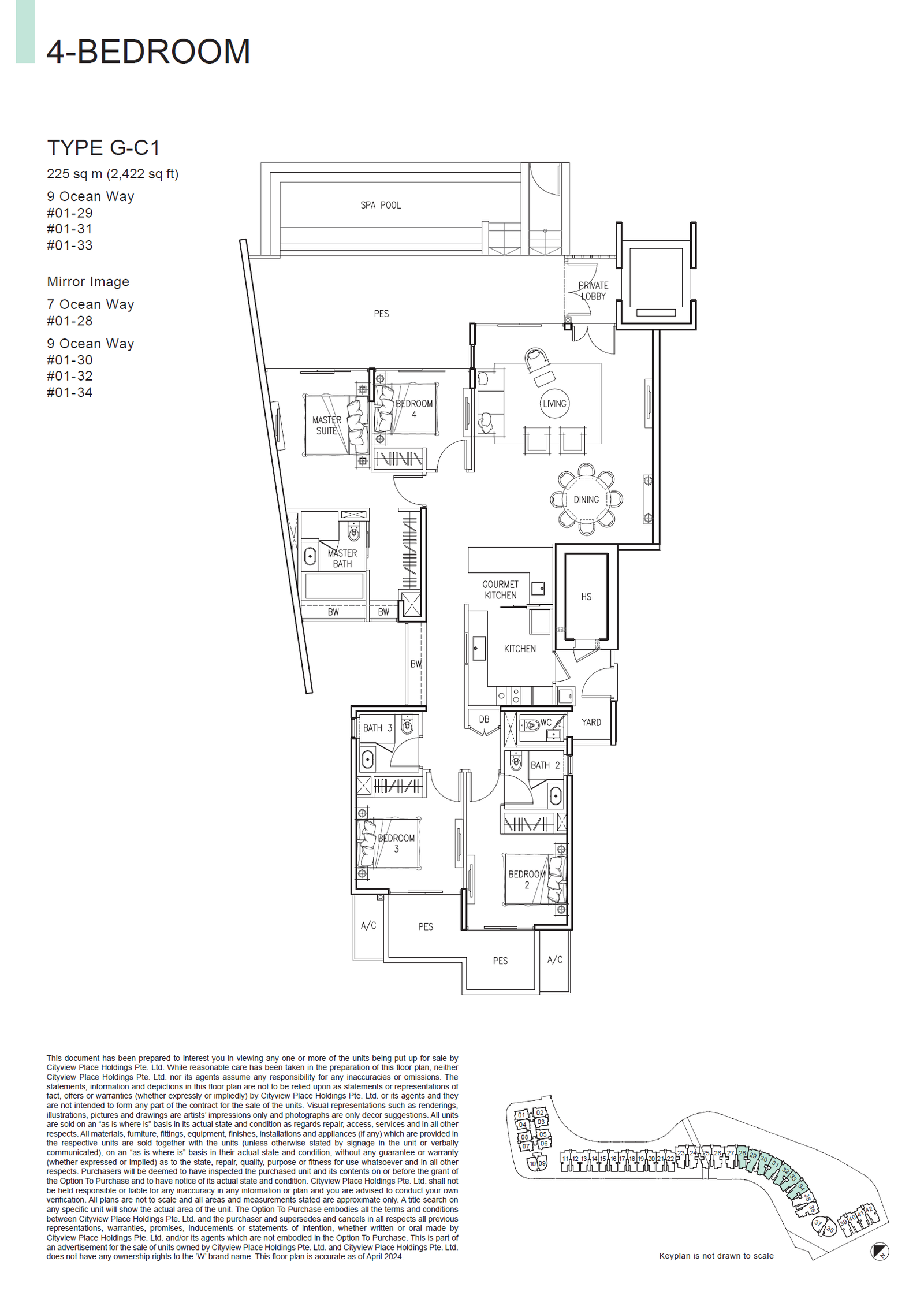 The Residences At W Singapore Sentosa Cove floor plan G-C1 — 4 Bedroom