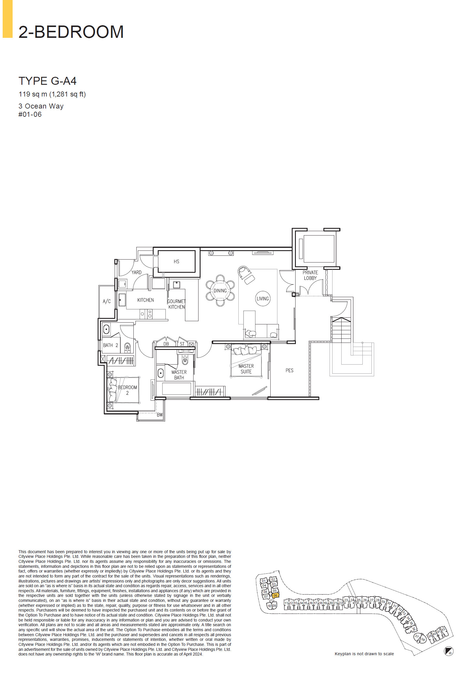 The Residences At W Singapore Sentosa Cove floor plan G-A4 — 2 Bedroom