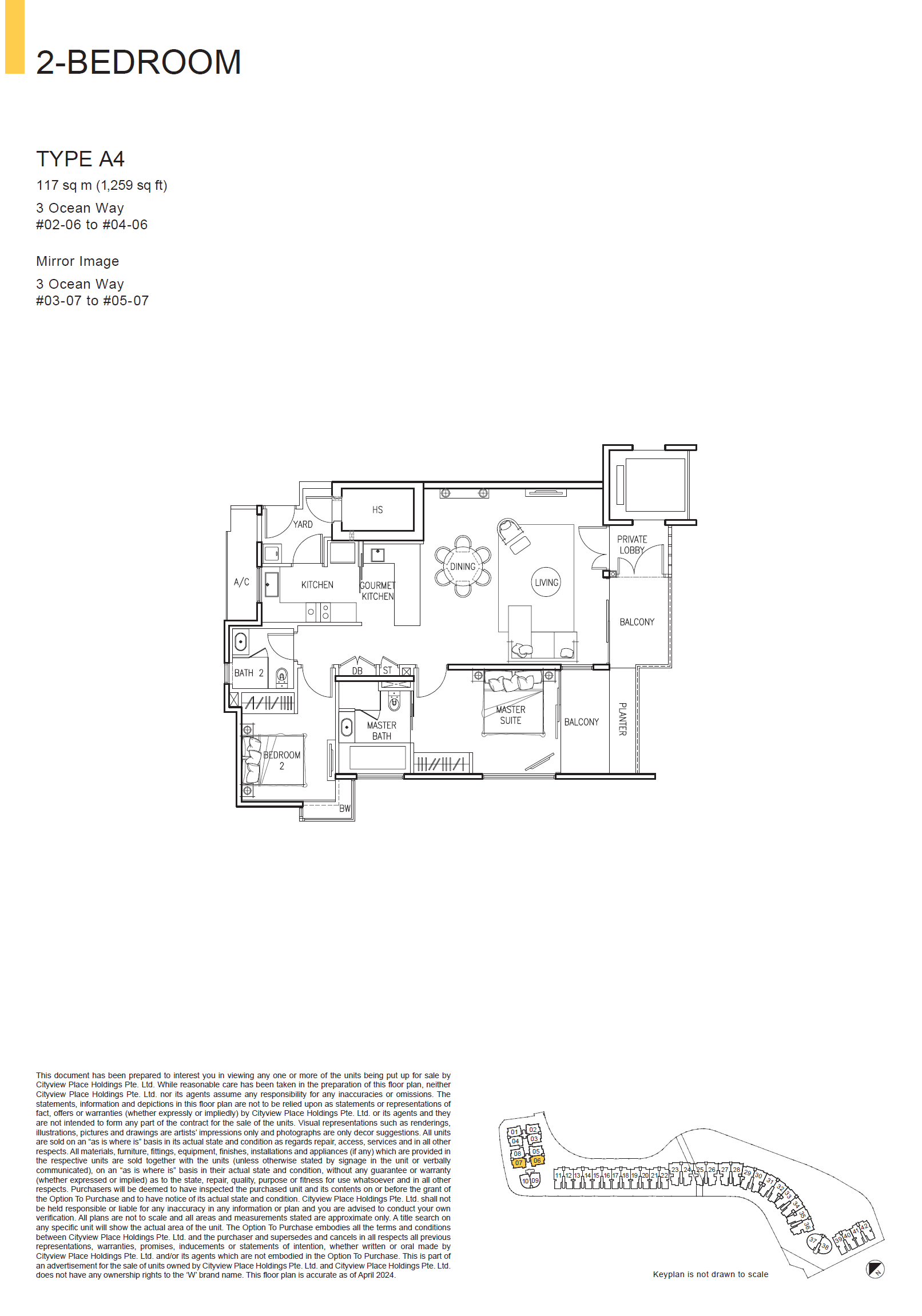 The Residences At W Singapore Sentosa Cove floor plan A4 — 2 Bedroom