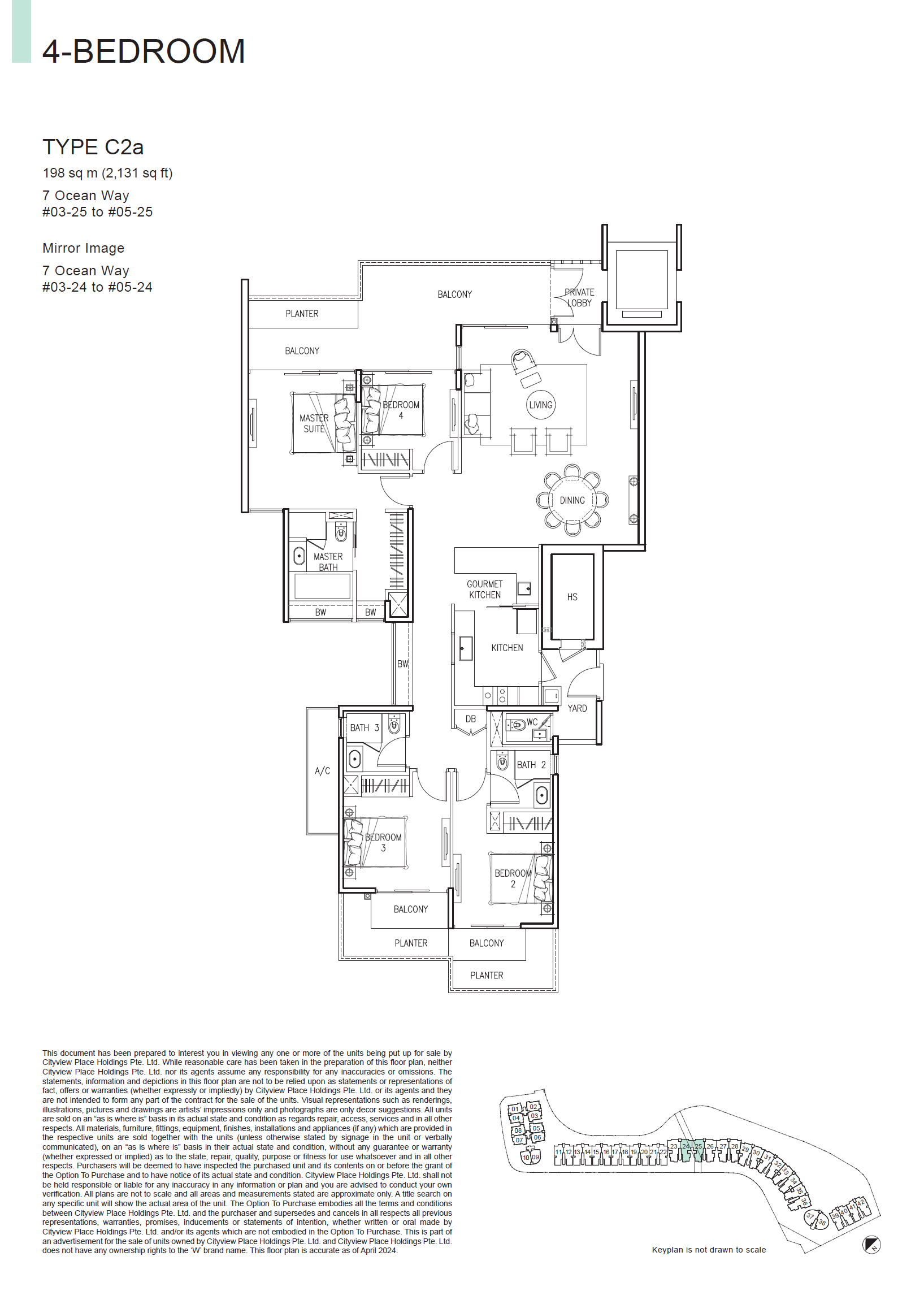 The Residences At W Singapore Sentosa Cove floor plan C2a — 4 Bedroom