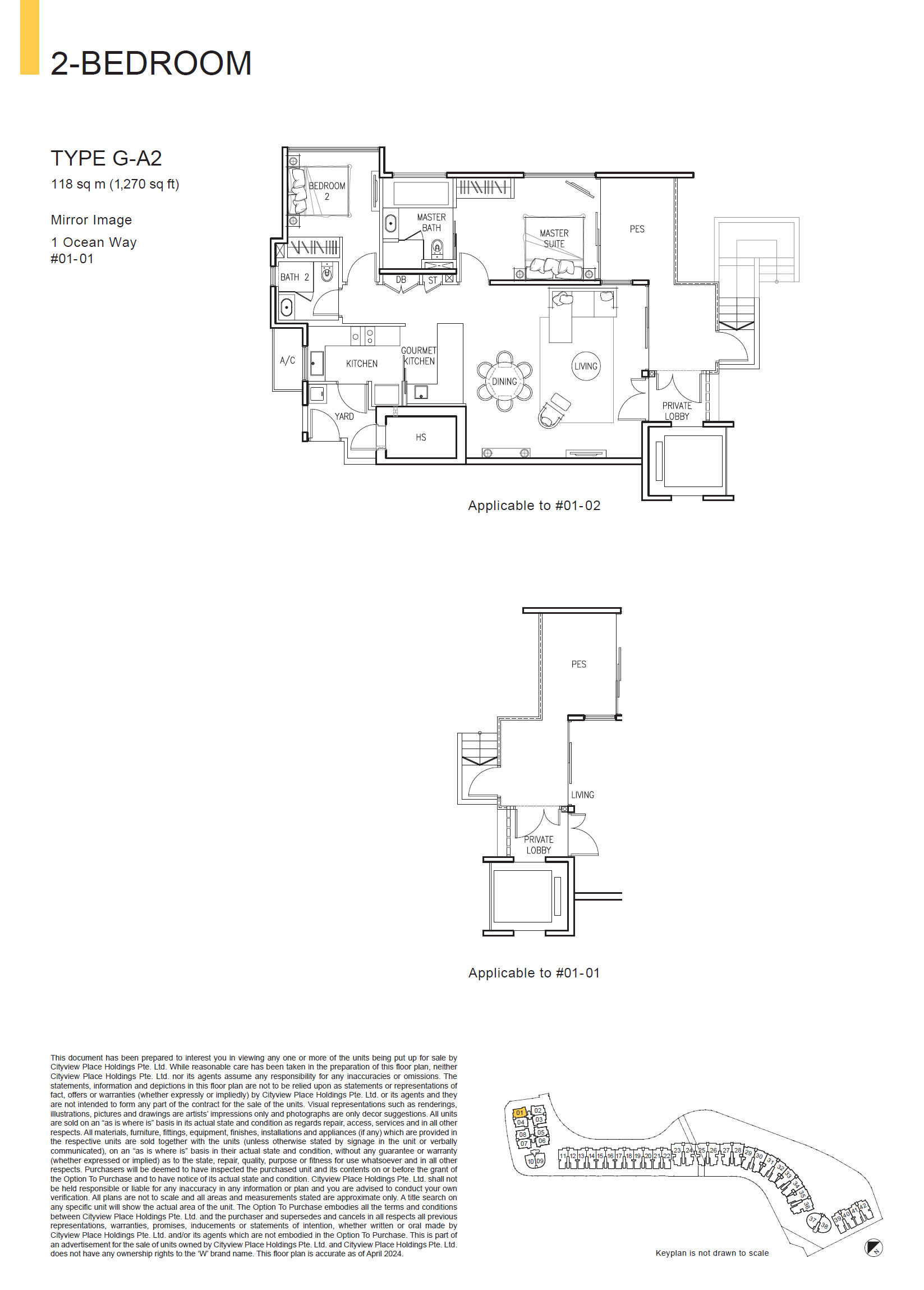 The Residences At W Singapore Sentosa Cove floor plan G-A2 — 2 Bedroom