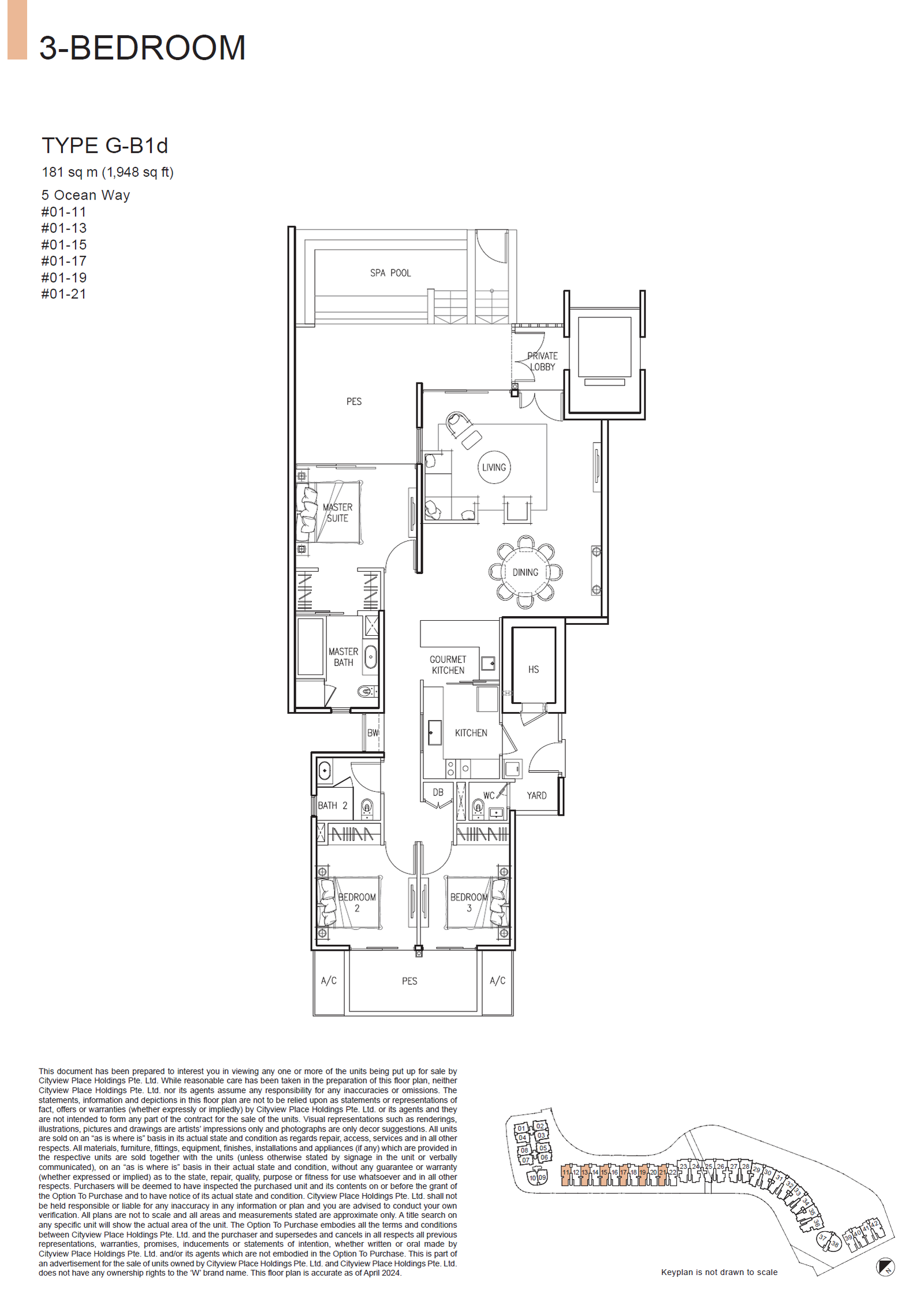 The Residences At W Singapore Sentosa Cove floor plan G-B1d — 3 Bedroom