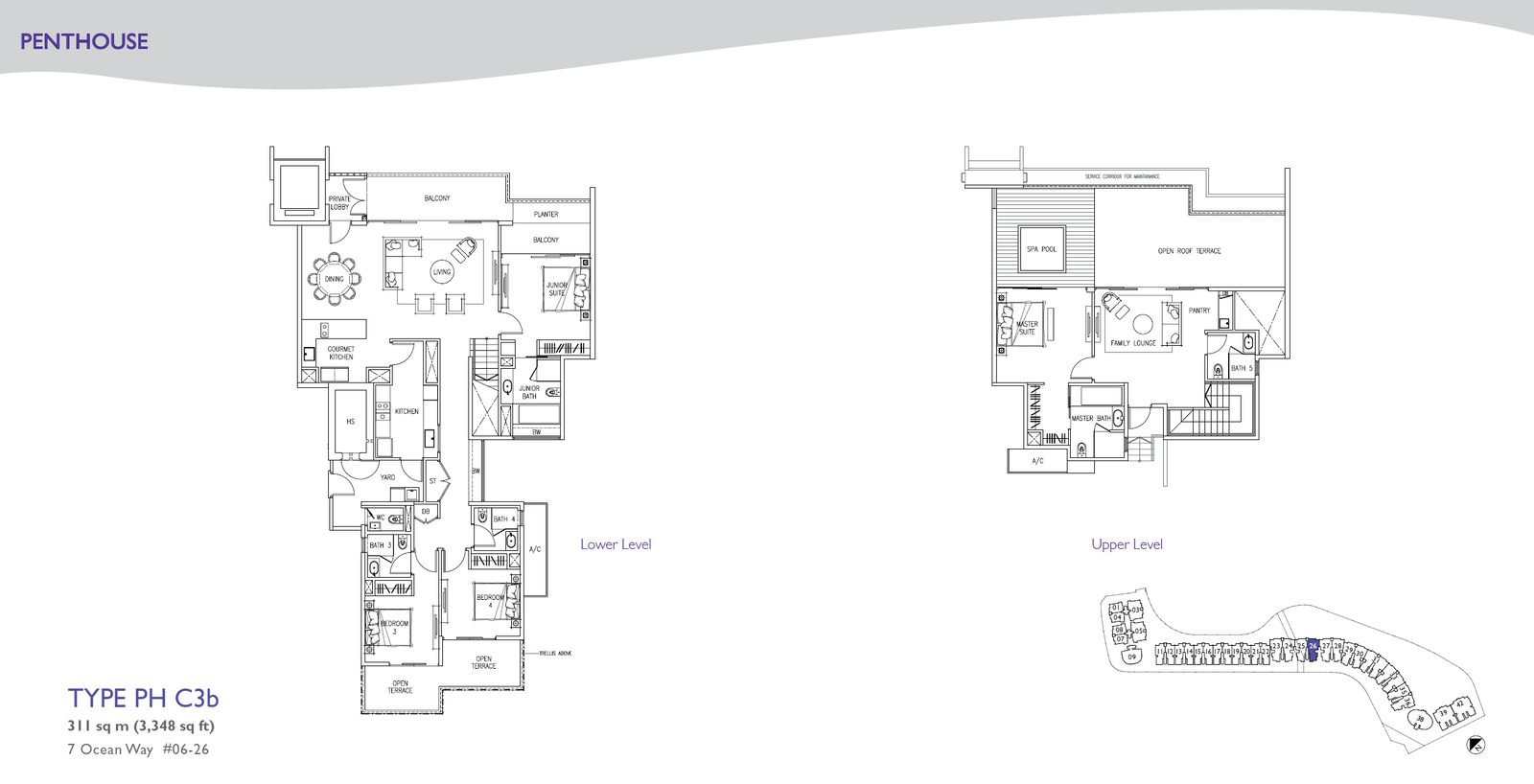 The Residences At W Singapore Sentosa Cove Penthouse PH C3b floor plan