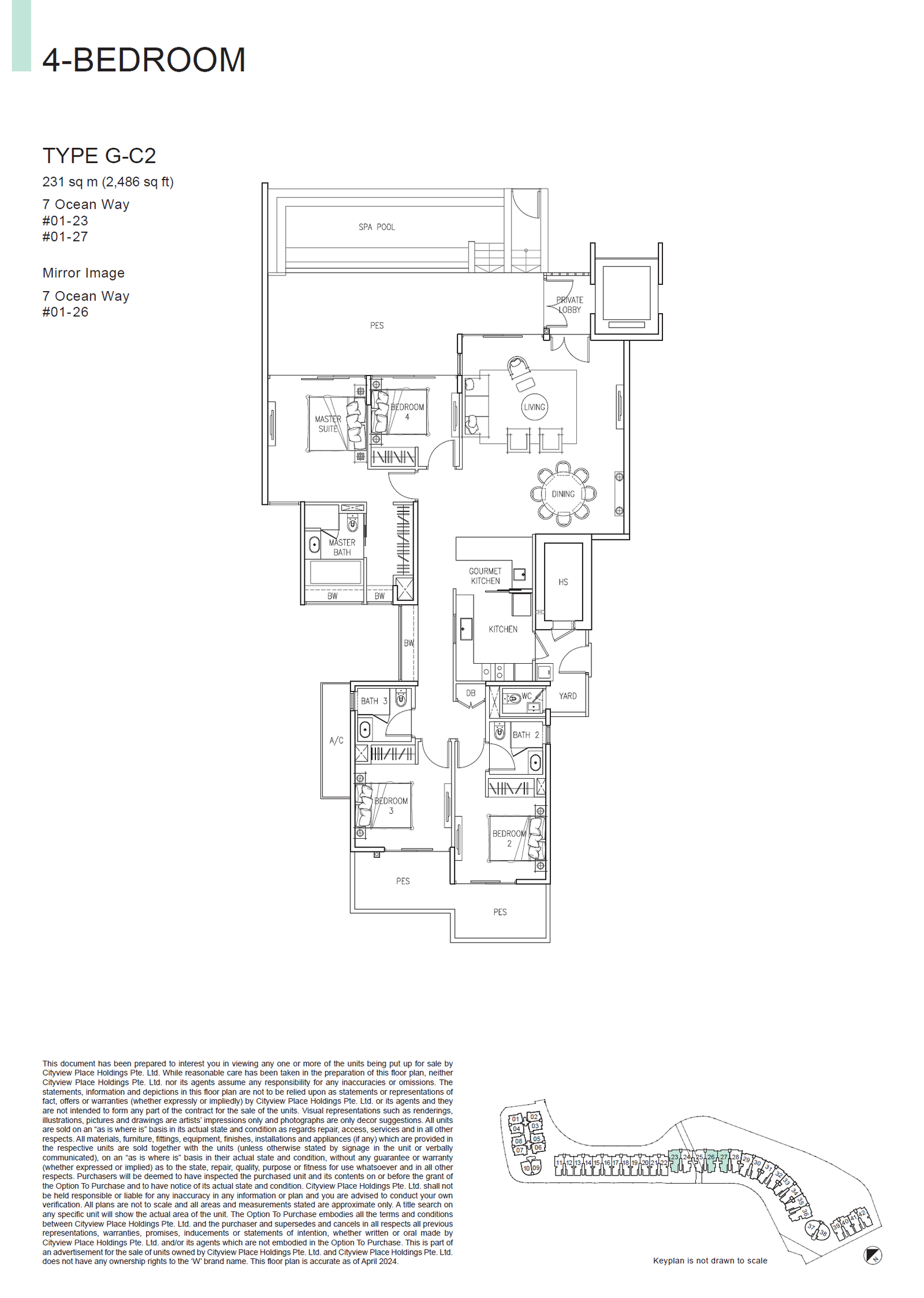 The Residences At W Singapore Sentosa Cove 4 Bedroom G-C2 floor plan