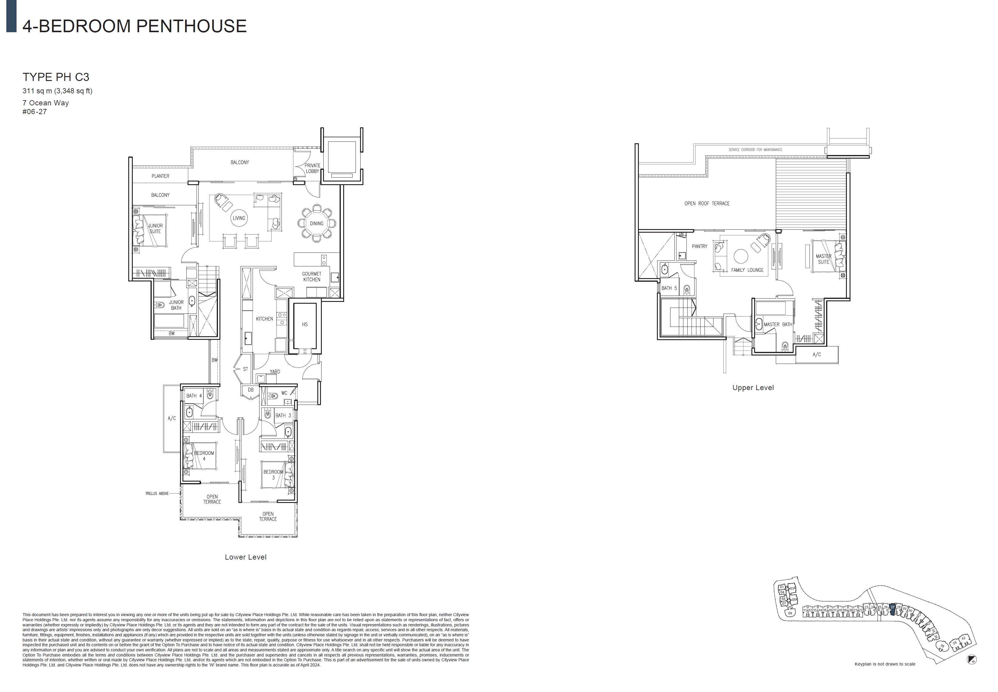 The Residences At W Singapore Sentosa Cove Penthouse PH C3 floor plan