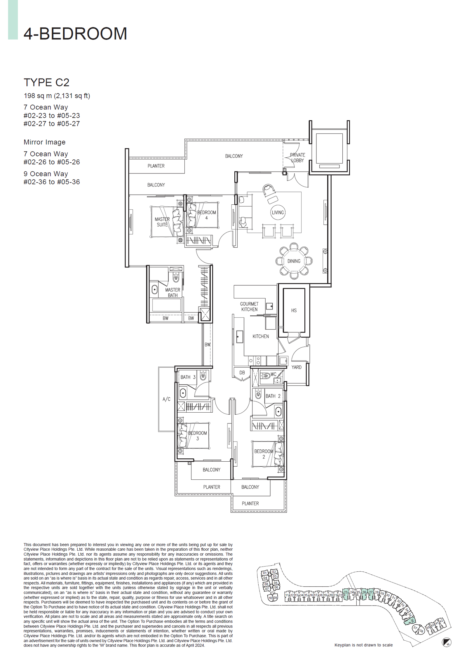 The Residences At W Singapore Sentosa Cove floor plan C2 — 4 Bedroom