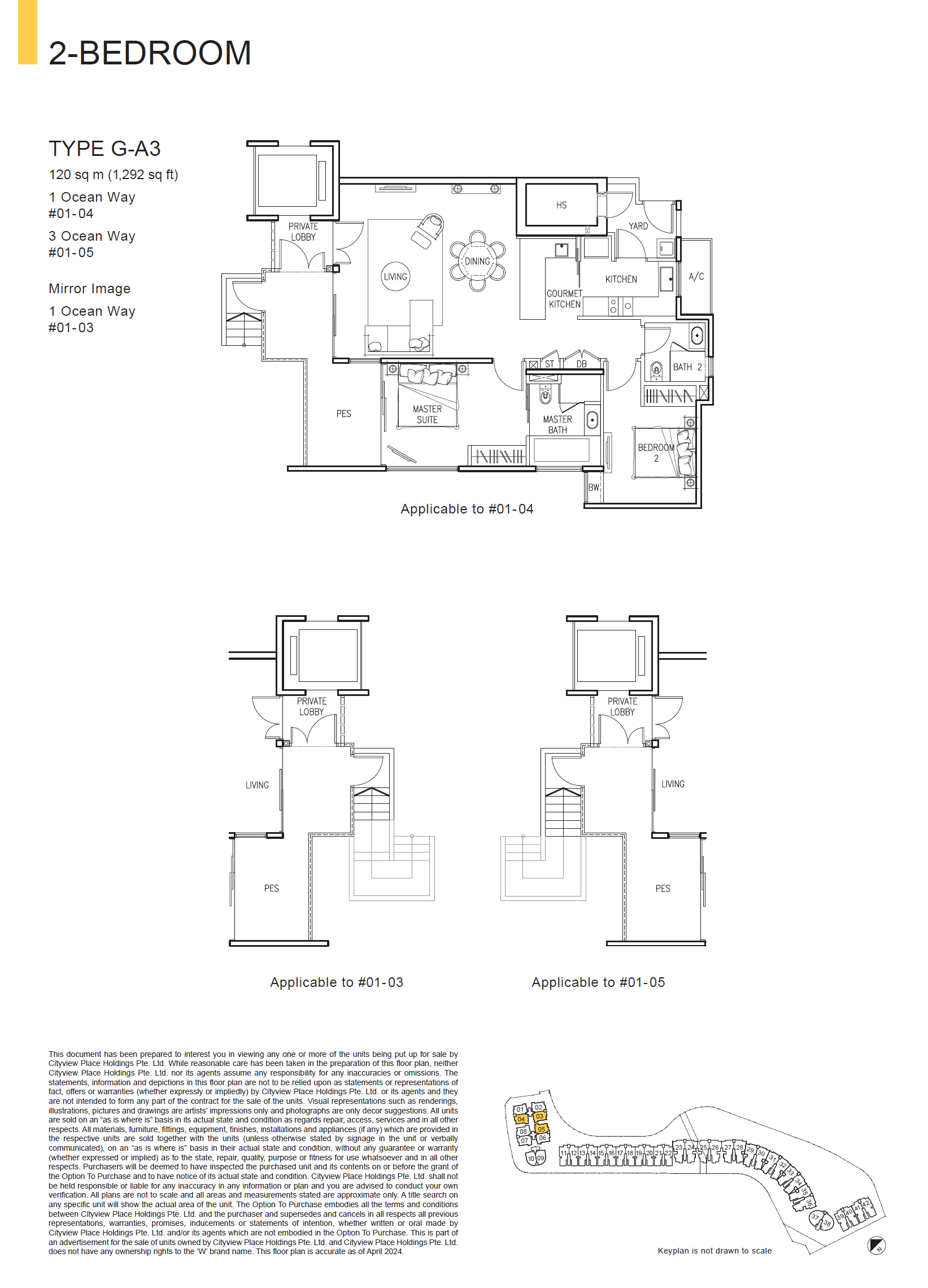 The Residences At W Singapore Sentosa Cove floor plan G-A3 — 2 Bedroom