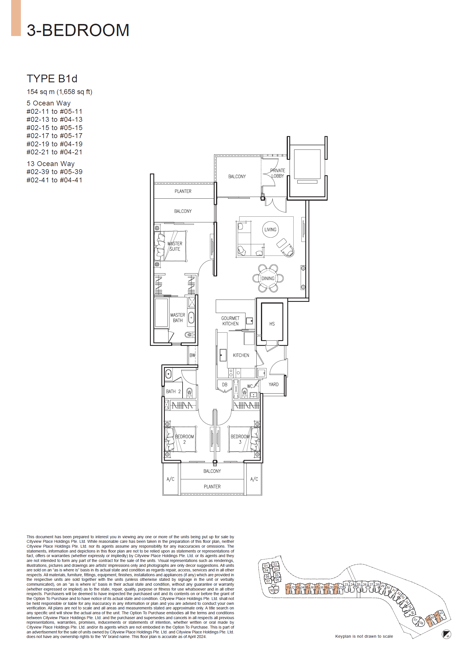 The Residences At W Singapore Sentosa Cove floor plan B1d — 3 Bedroom