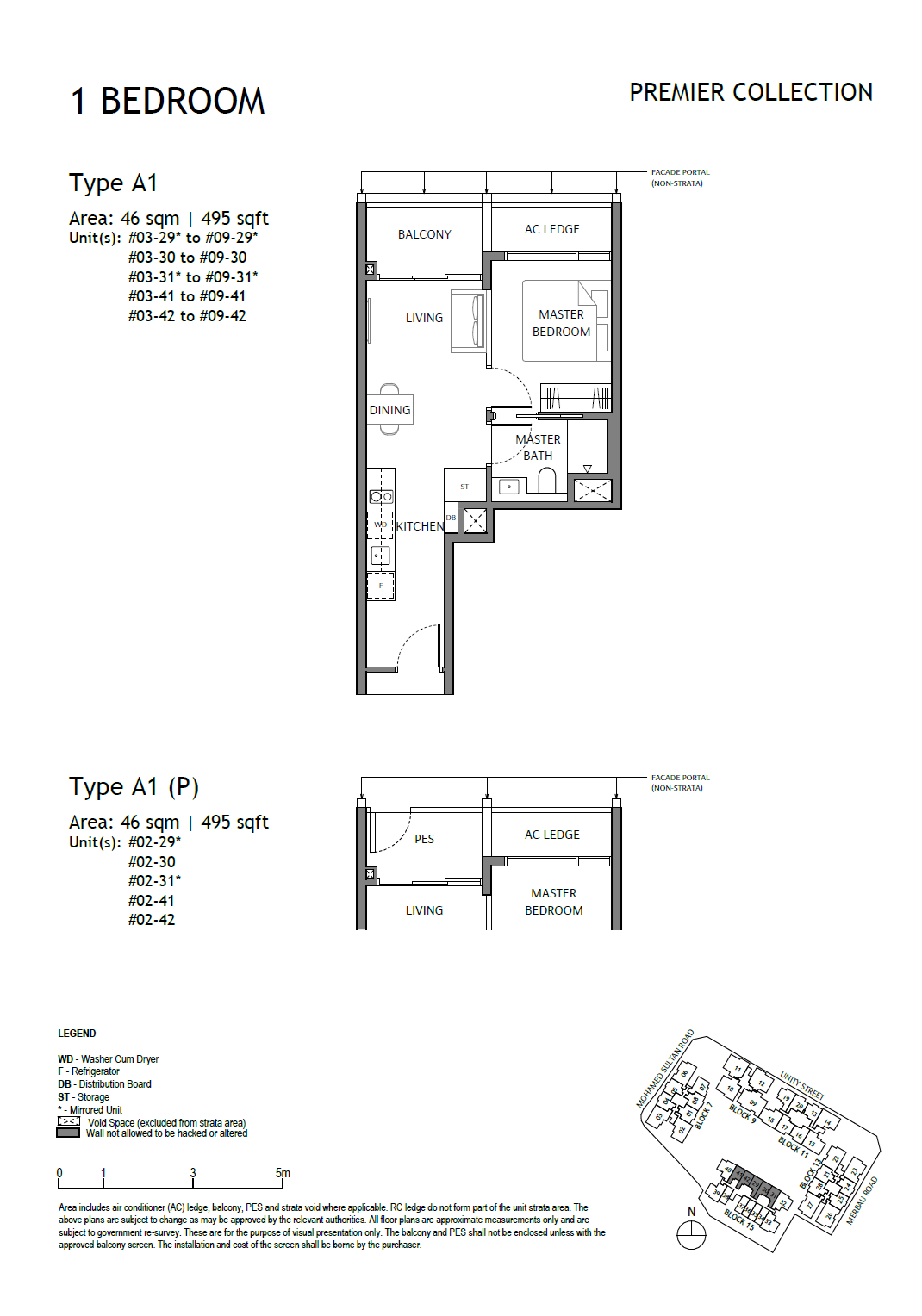 The Robertson Opus floor plan A1 — 1 Bedroom