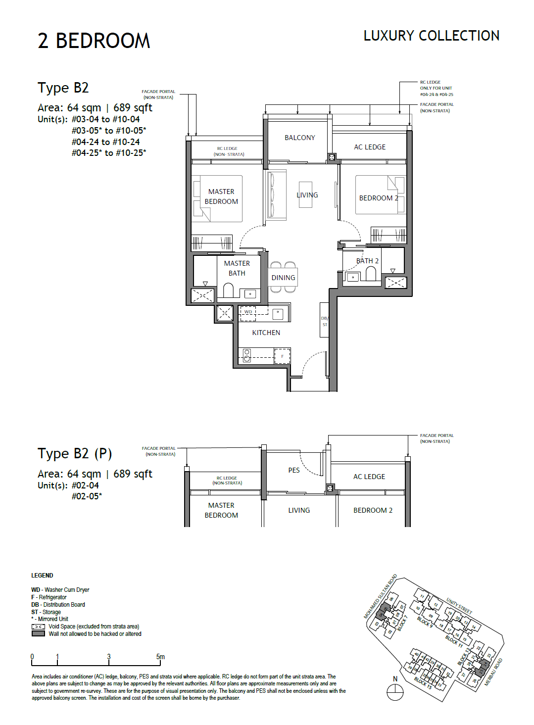 The Robertson Opus floor plan B2(P) — 2 Bedroom