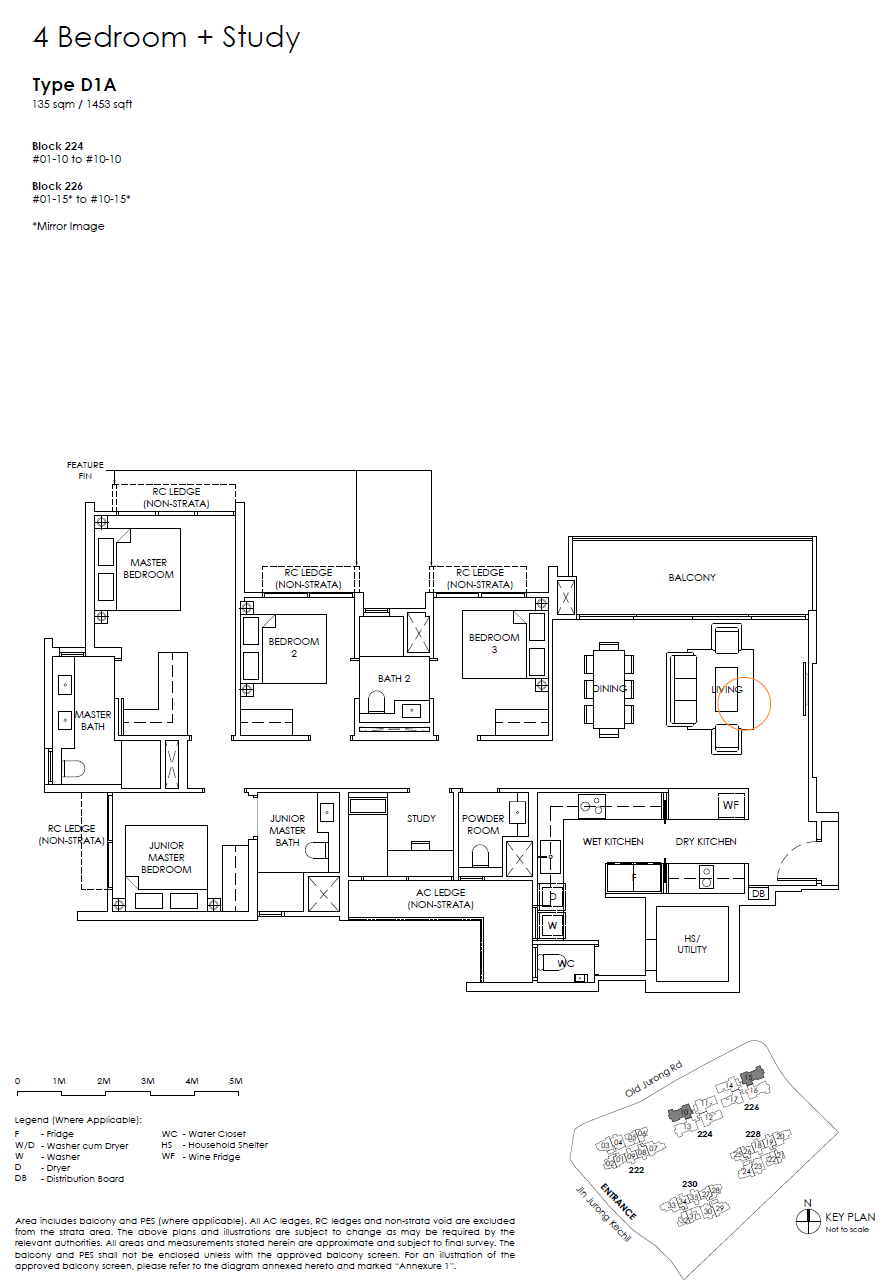 The Sen floor plan D1A — 2 Bedroom + Study