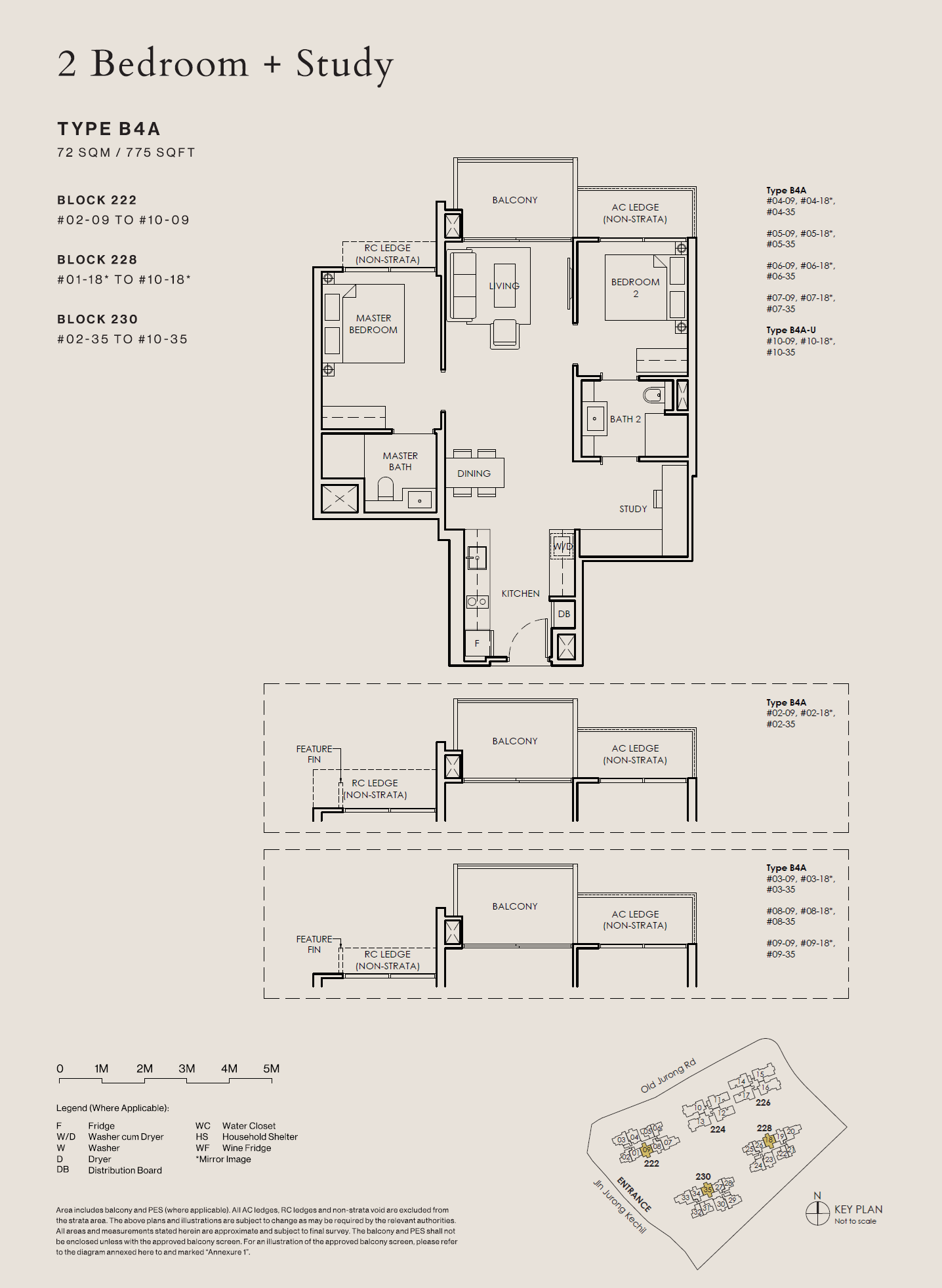 The Sen floor plan B4A-U — 2 Bedroom + Study