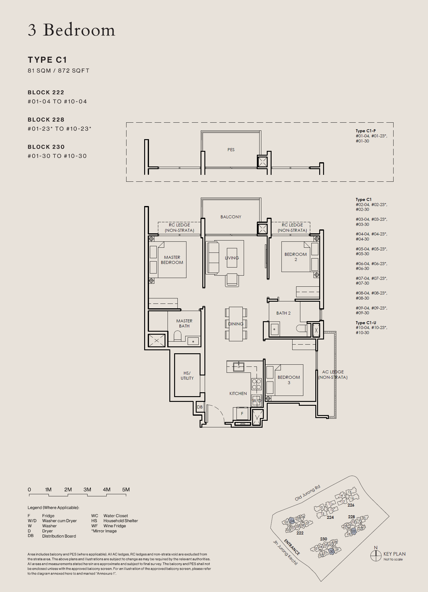 The Sen floor plan C1-P — 3 Bedroom