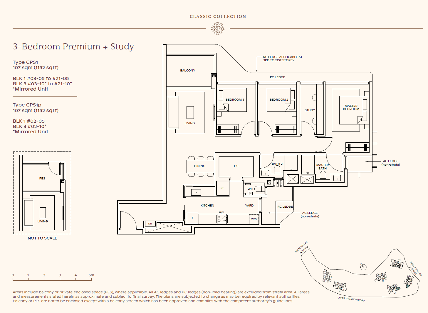 Thomson Reserve 3 Bedroom Premium + Study CPS1 floor plan
