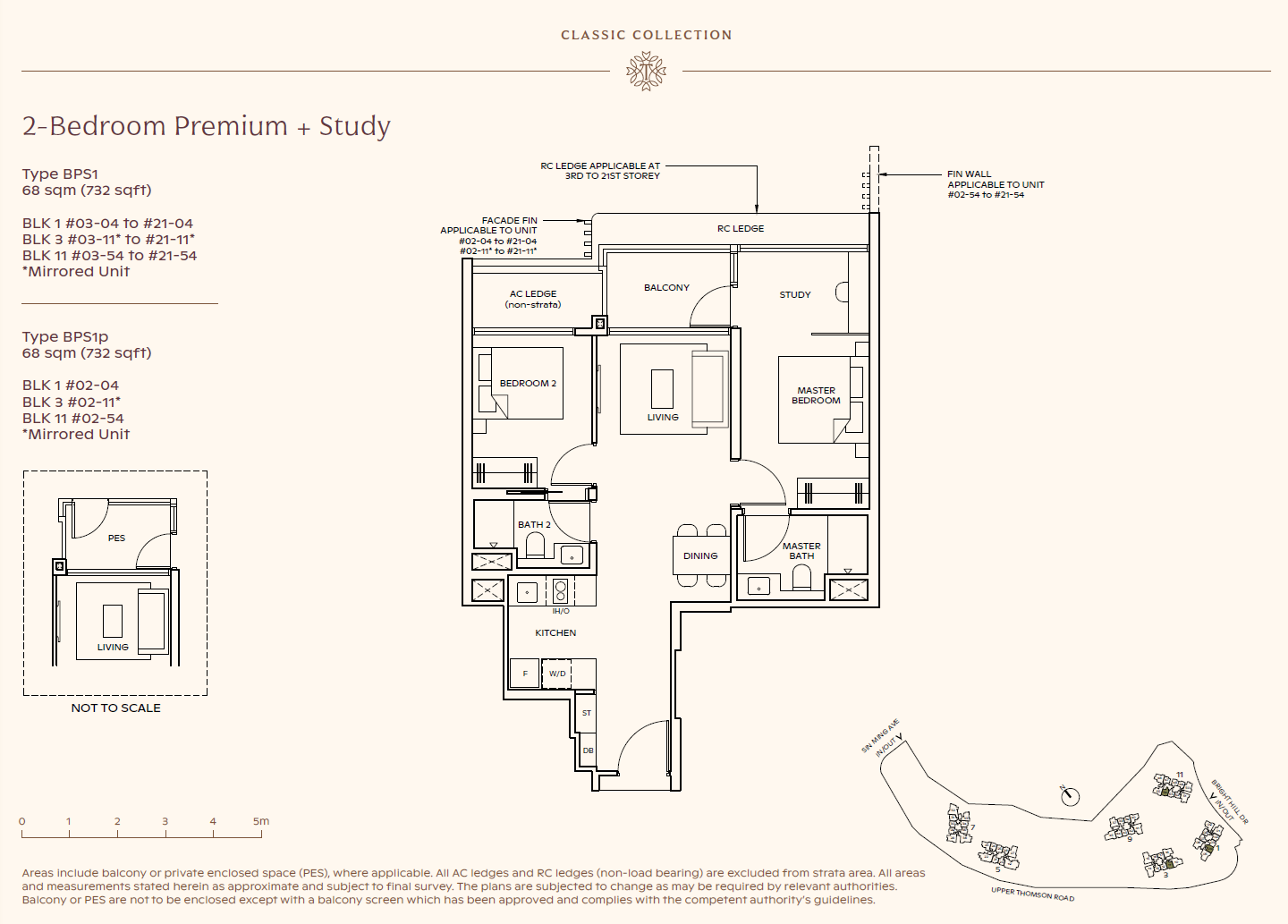 Thomson Reserve 2 Bedroom Premium + Study BPS1p floor plan