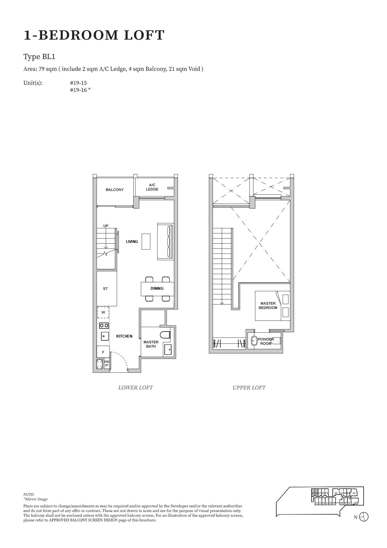 TMW Maxwell 1 Bedroom Loft BL1 floor plan