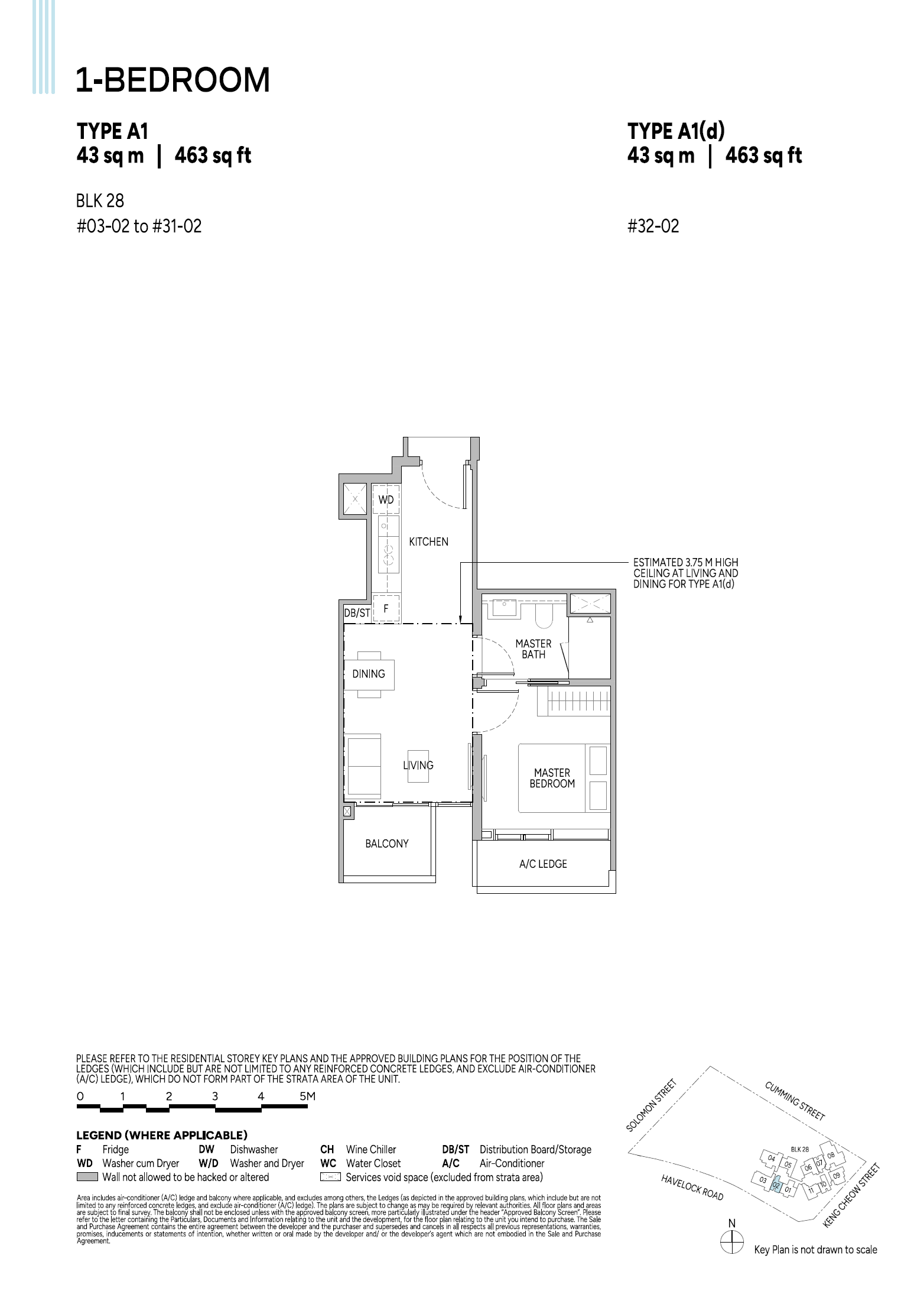 Union Square Residences floor plan A1(d) — 1 Bedroom
