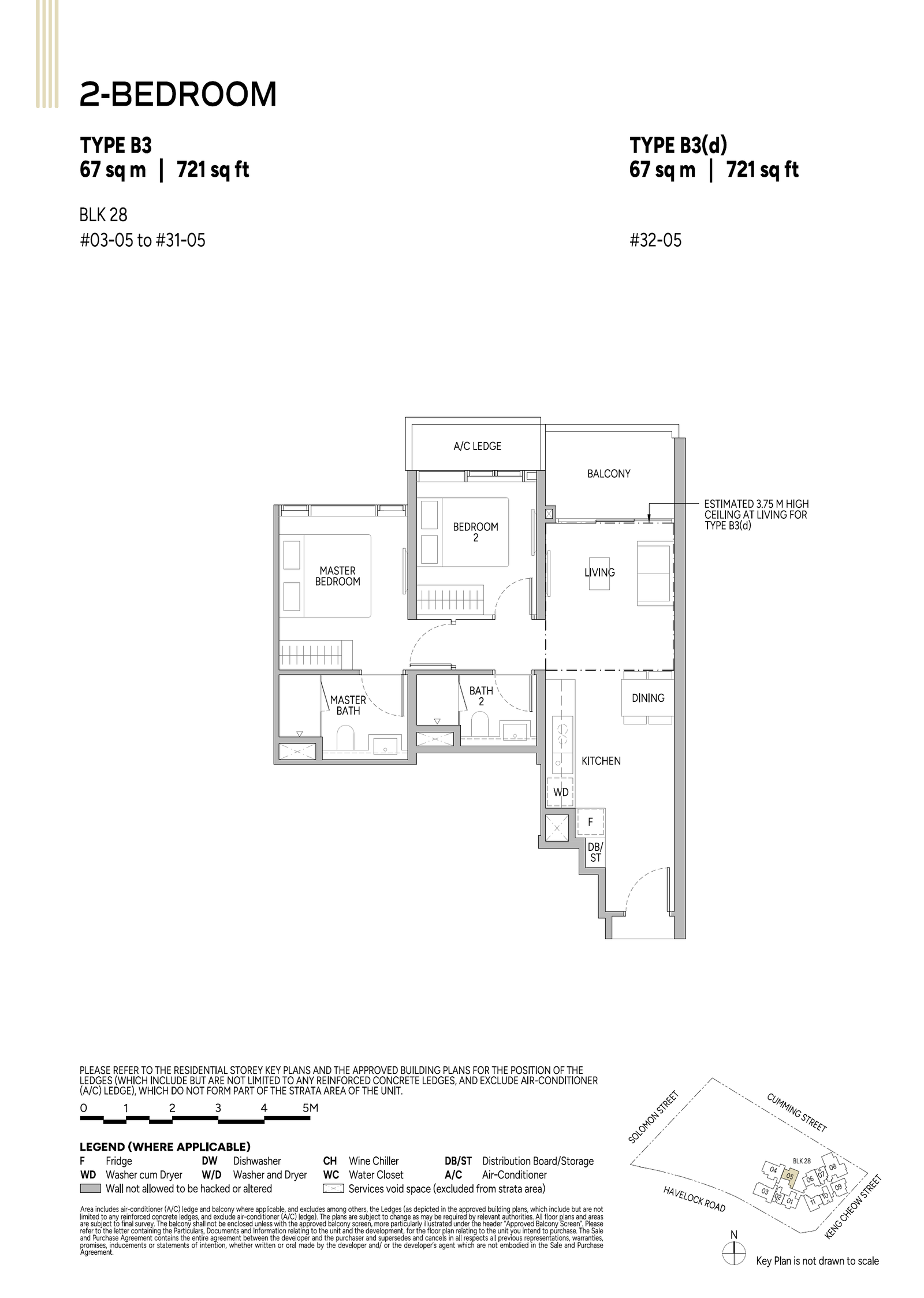 Union Square Residences floor plan B3(d) — 2 Bedroom