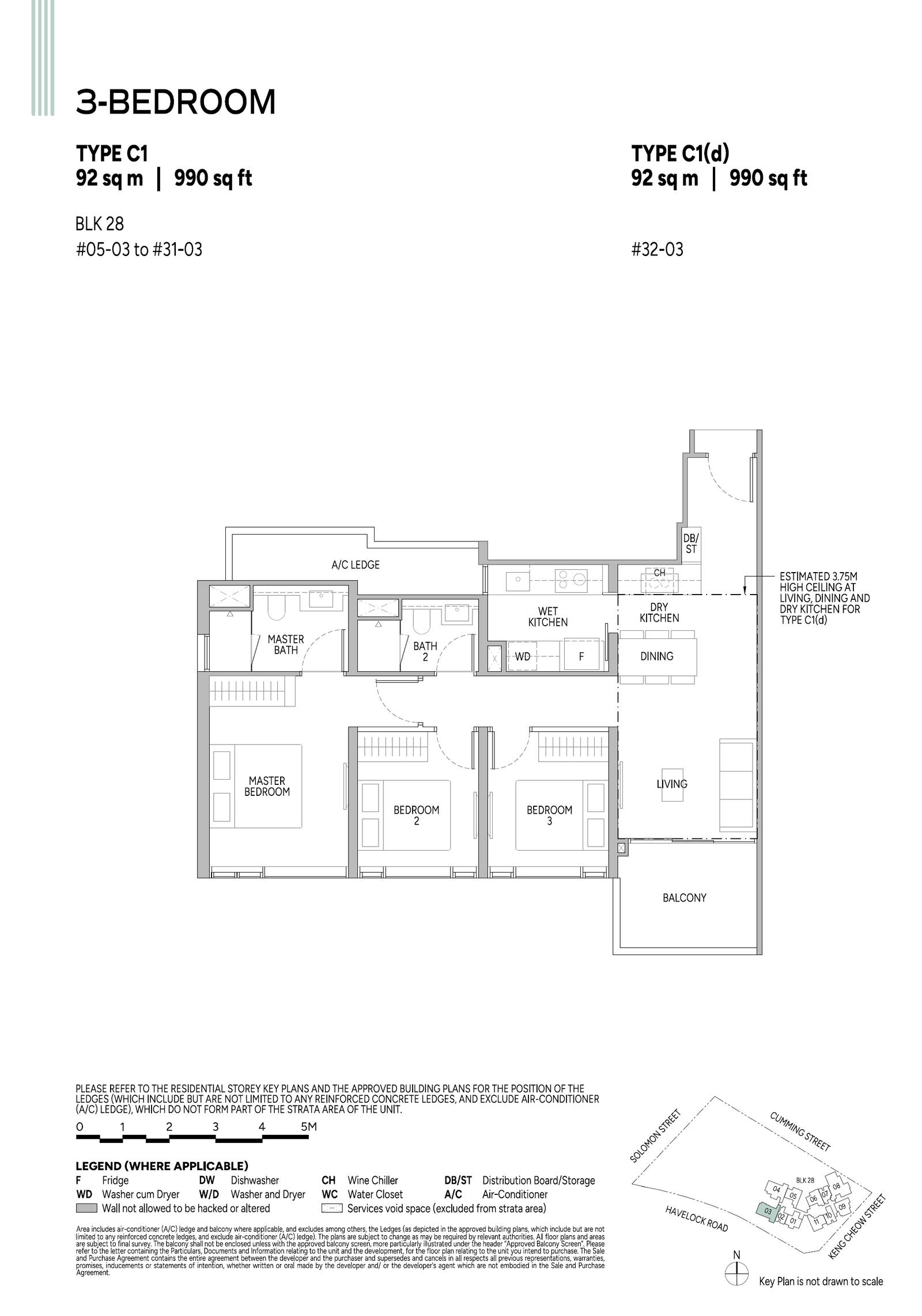 Union Square Residences floor plan C1(d) — 3 Bedroom