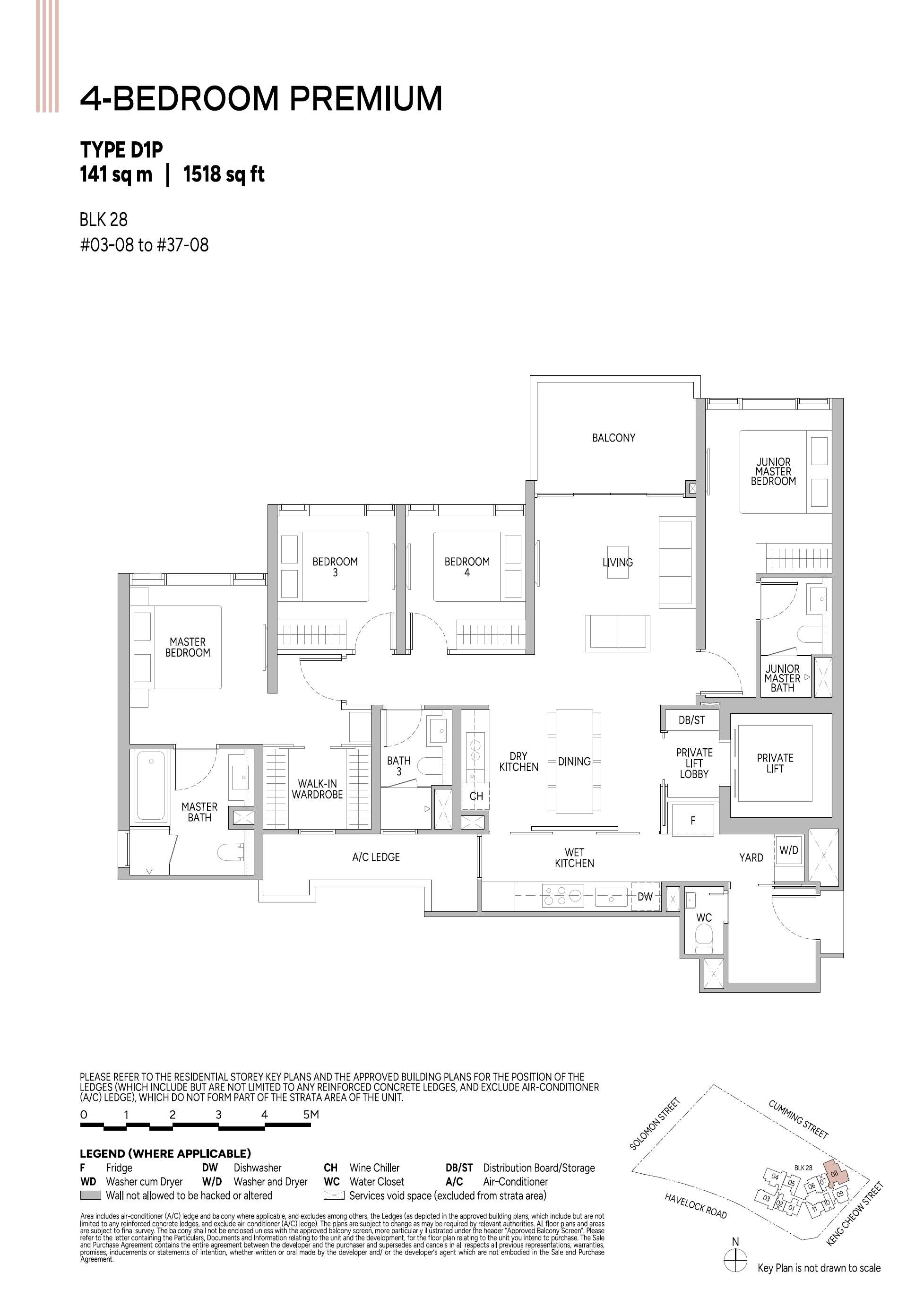 Union Square Residences floor plan D1P — 4 Bedroom Premium