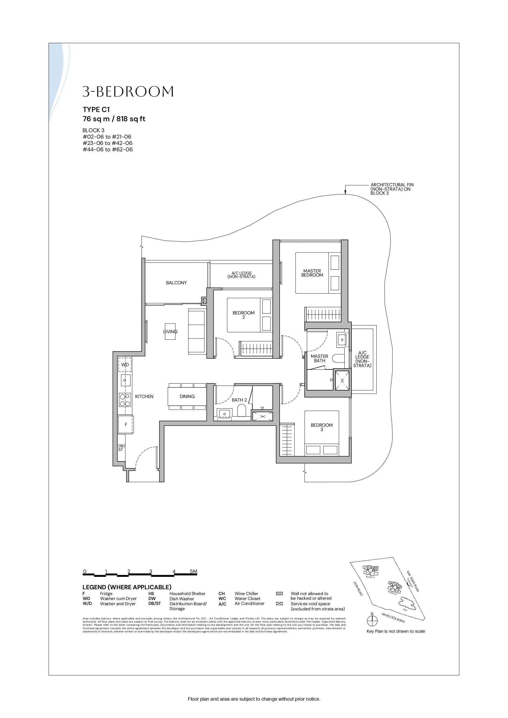 Zyon Grand floor plan C1 — 3 Bedroom