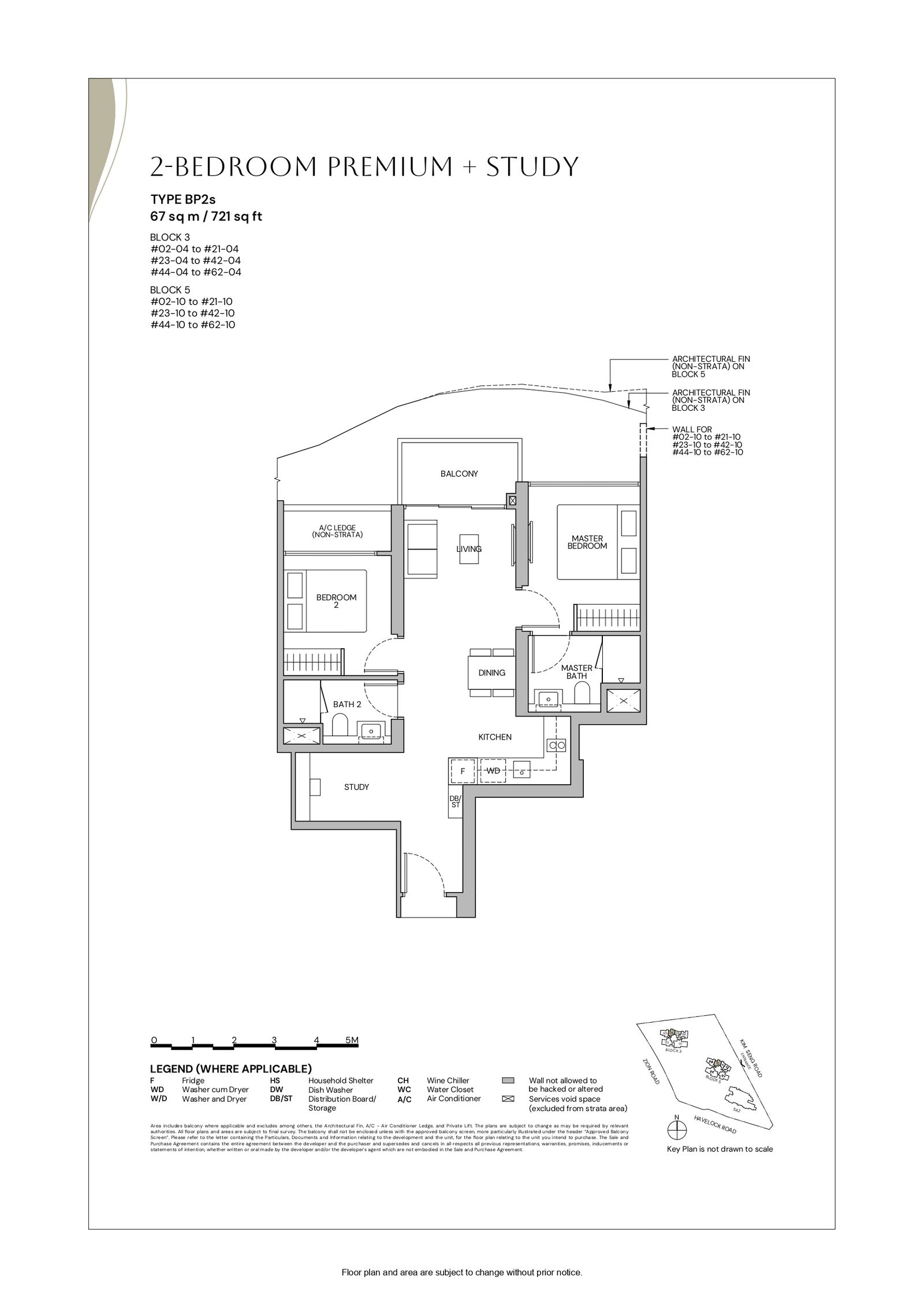 Zyon Grand floor plan BP2s — 2 Bedroom Premium + Study