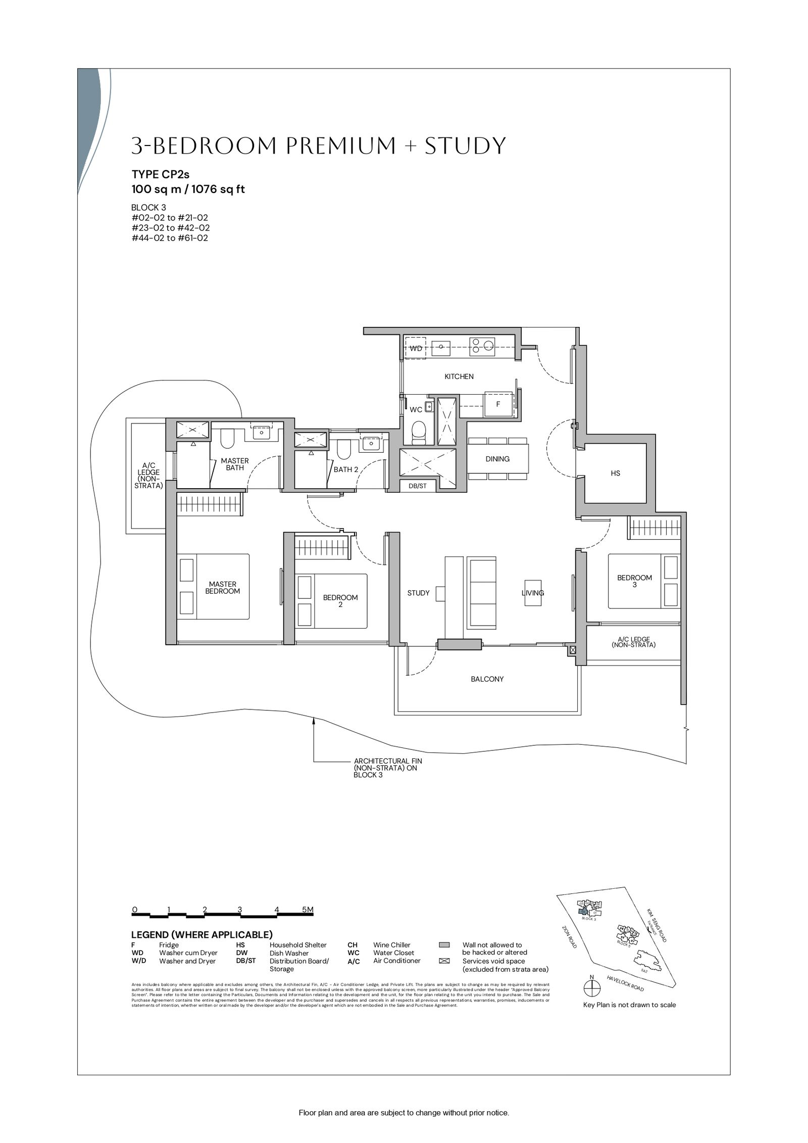 Zyon Grand 3 Bedroom Premium + Study CP2s floor plan